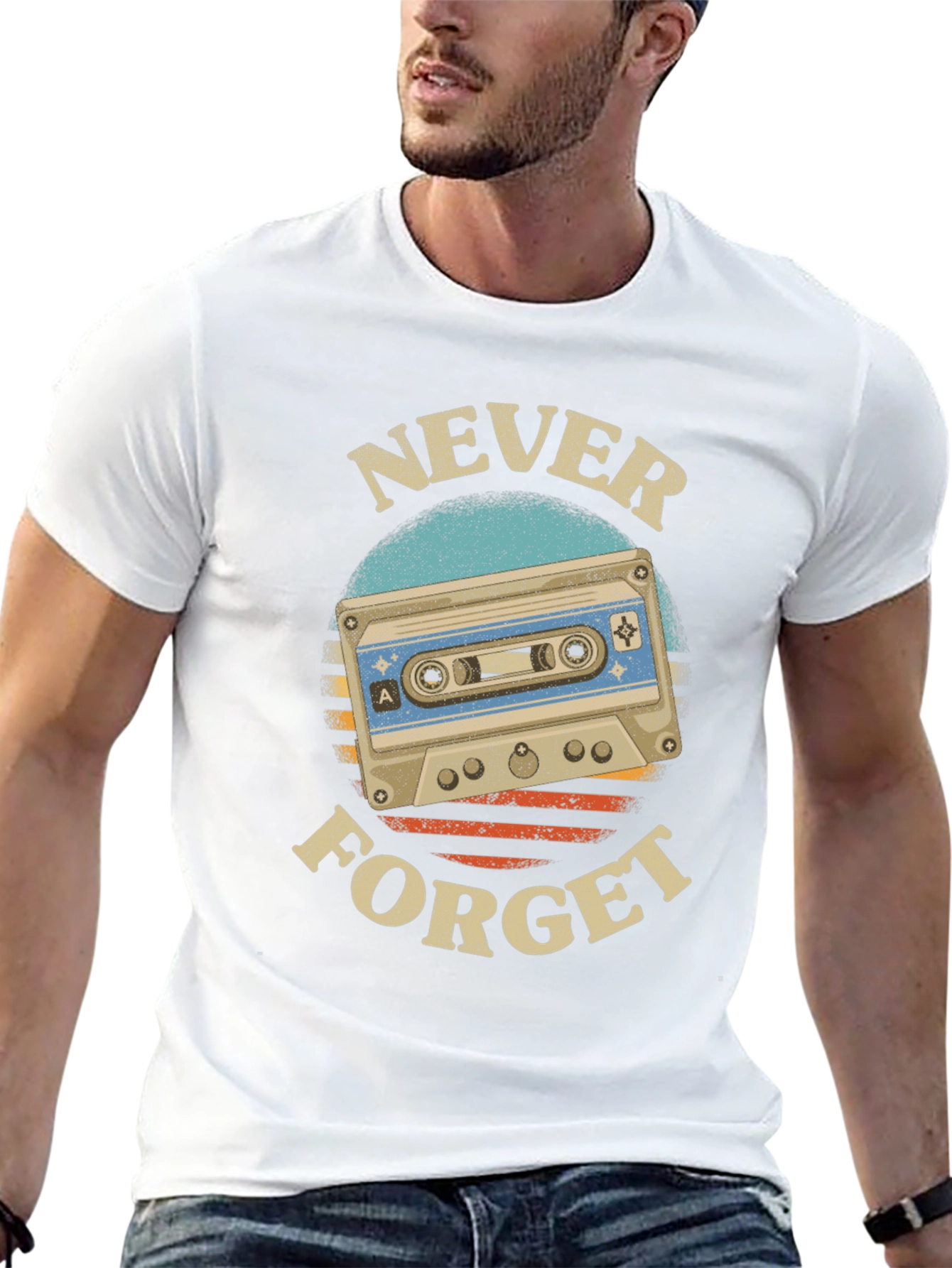 Retro Cassette Tape Never Forget Graphic Tee