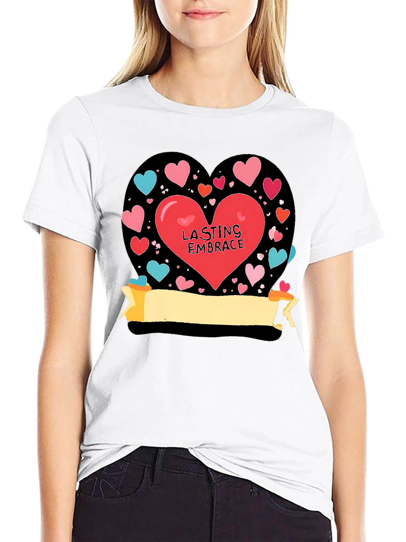 Lasting Embrace Heart Graphic Tee - Black