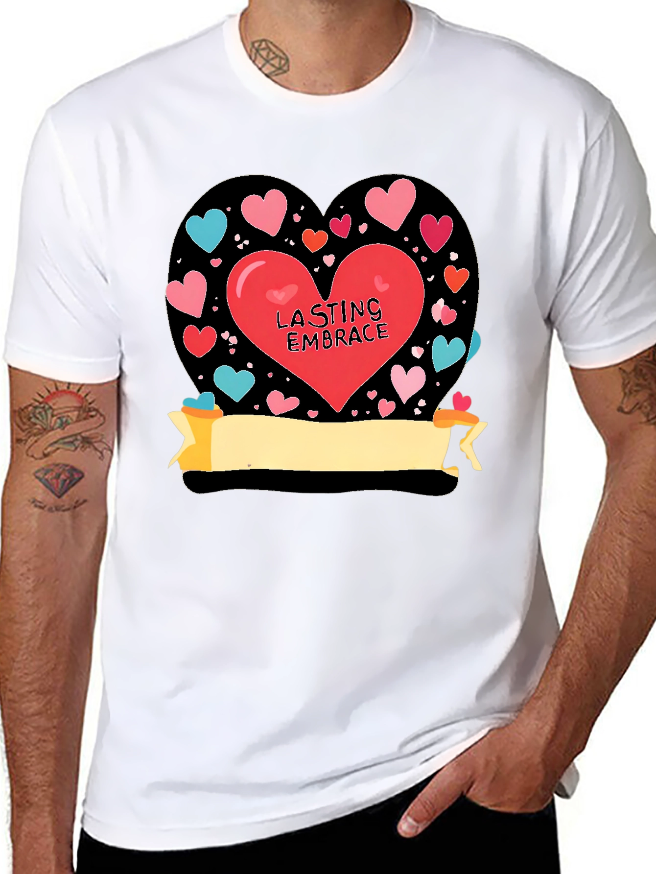 Lasting Embrace Heart Graphic Tee - Black