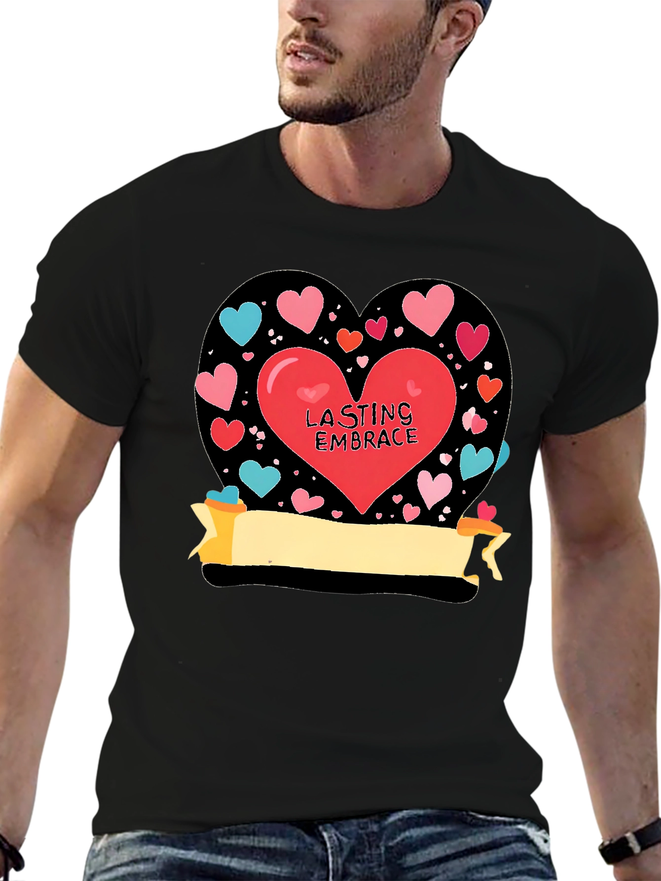 Lasting Embrace Heart Graphic Tee - Black
