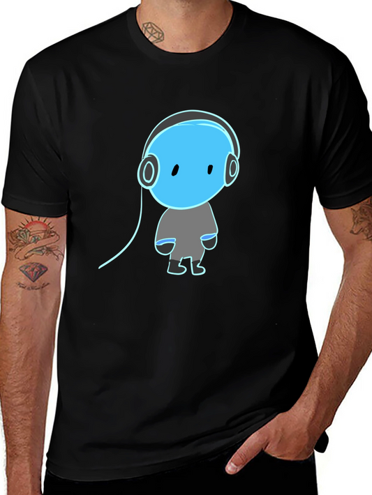 Cool Graphic Tee - Blue Headphone Dude