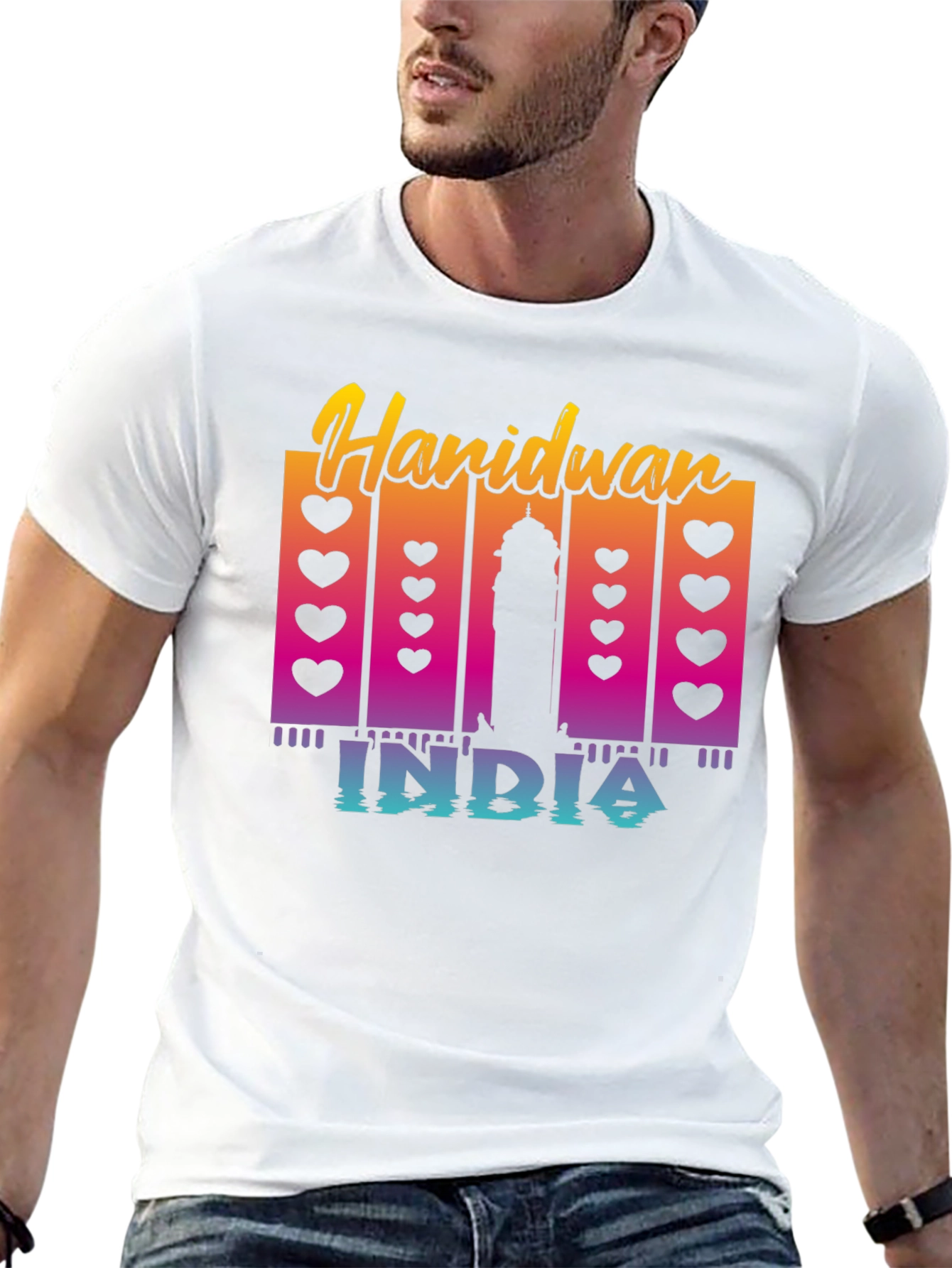 Haridwan India T-Shirt: Heart & Silhouette Design