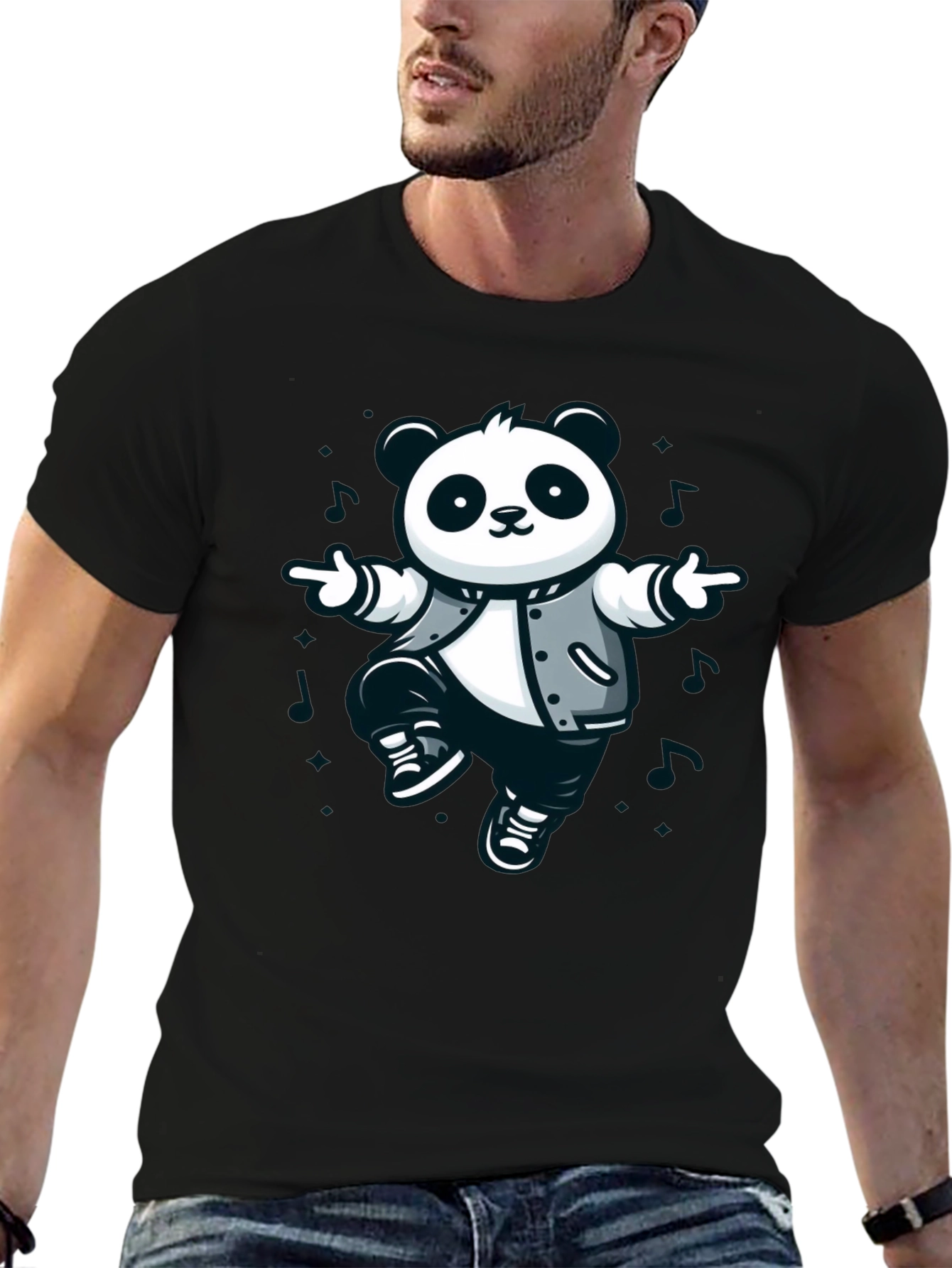 Cool Panda Graphic T-Shirt - Black