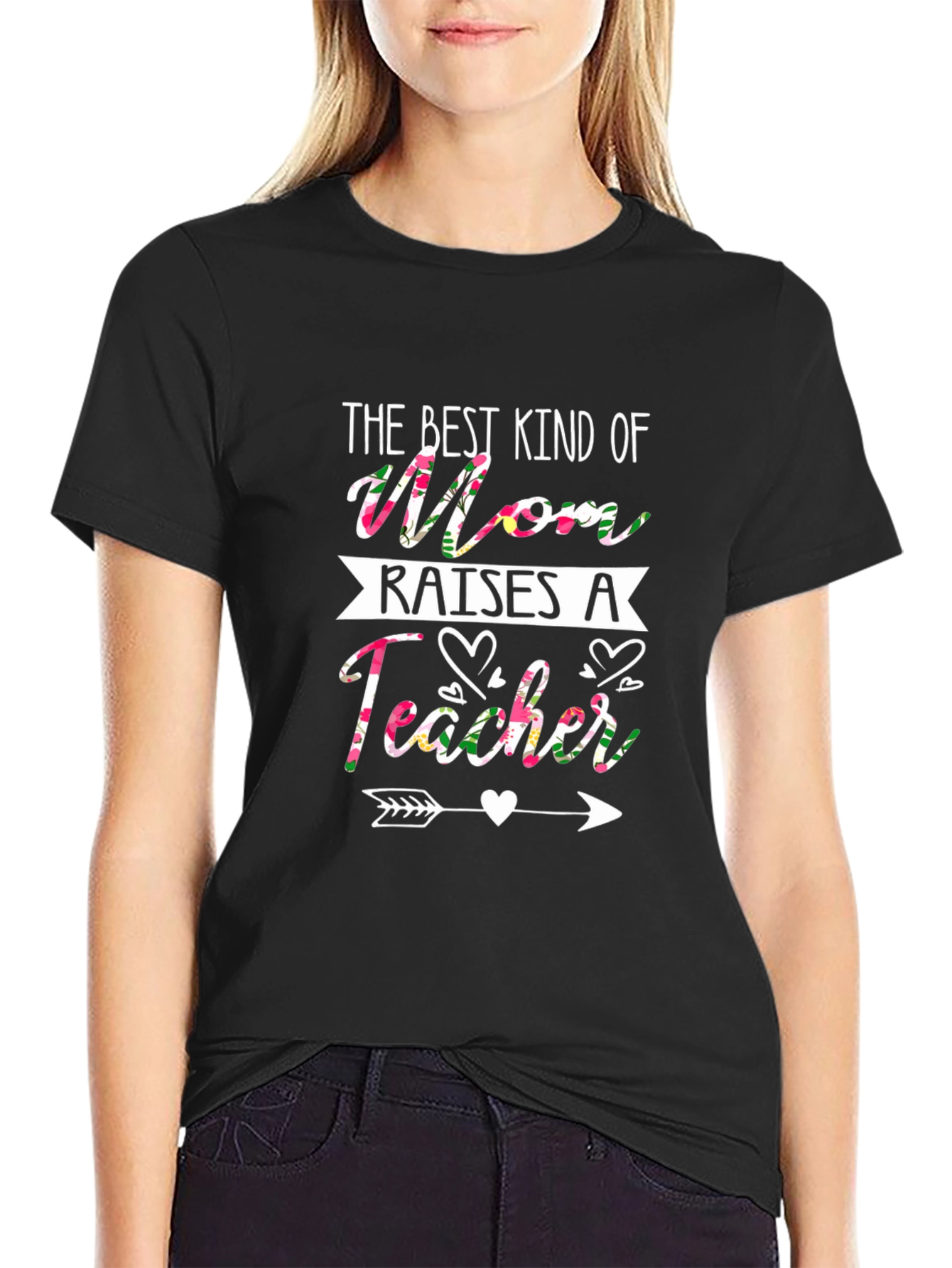 Floral Mom Raises a Teacher T-Shirt