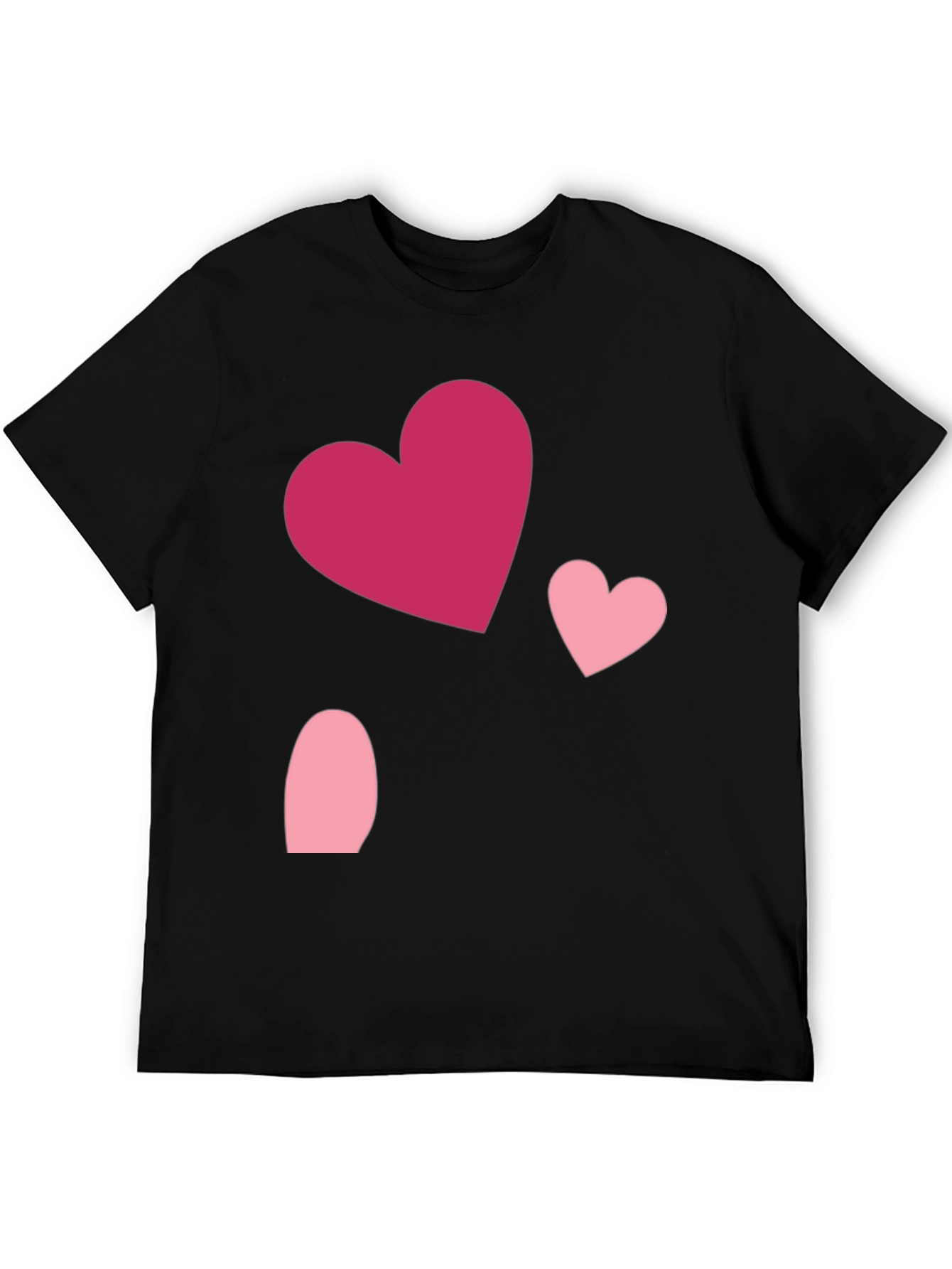 Heart Pattern Black Casual T-Shirt