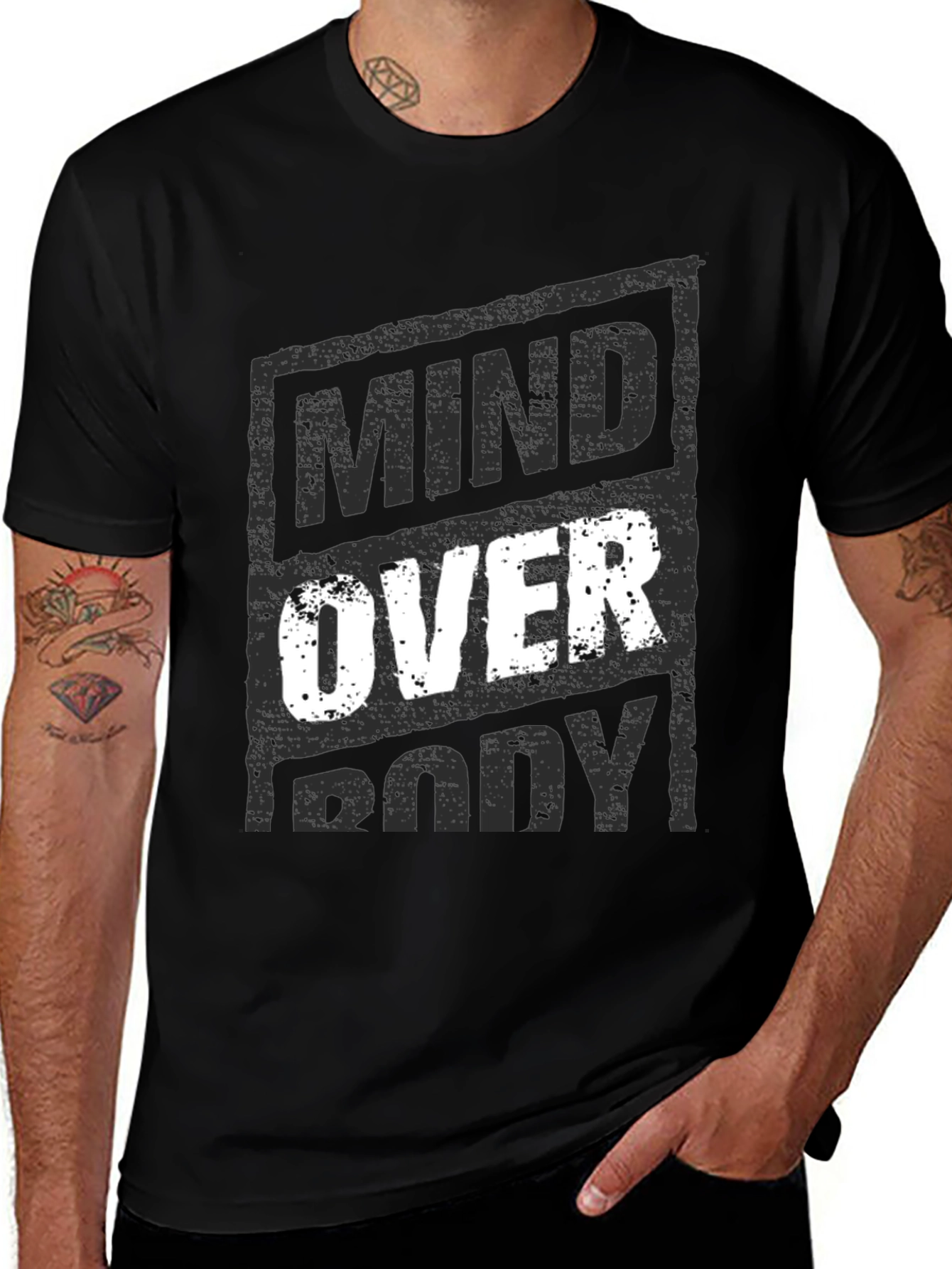 Mind Over Body Graphic T-Shirt - Motivational Design
