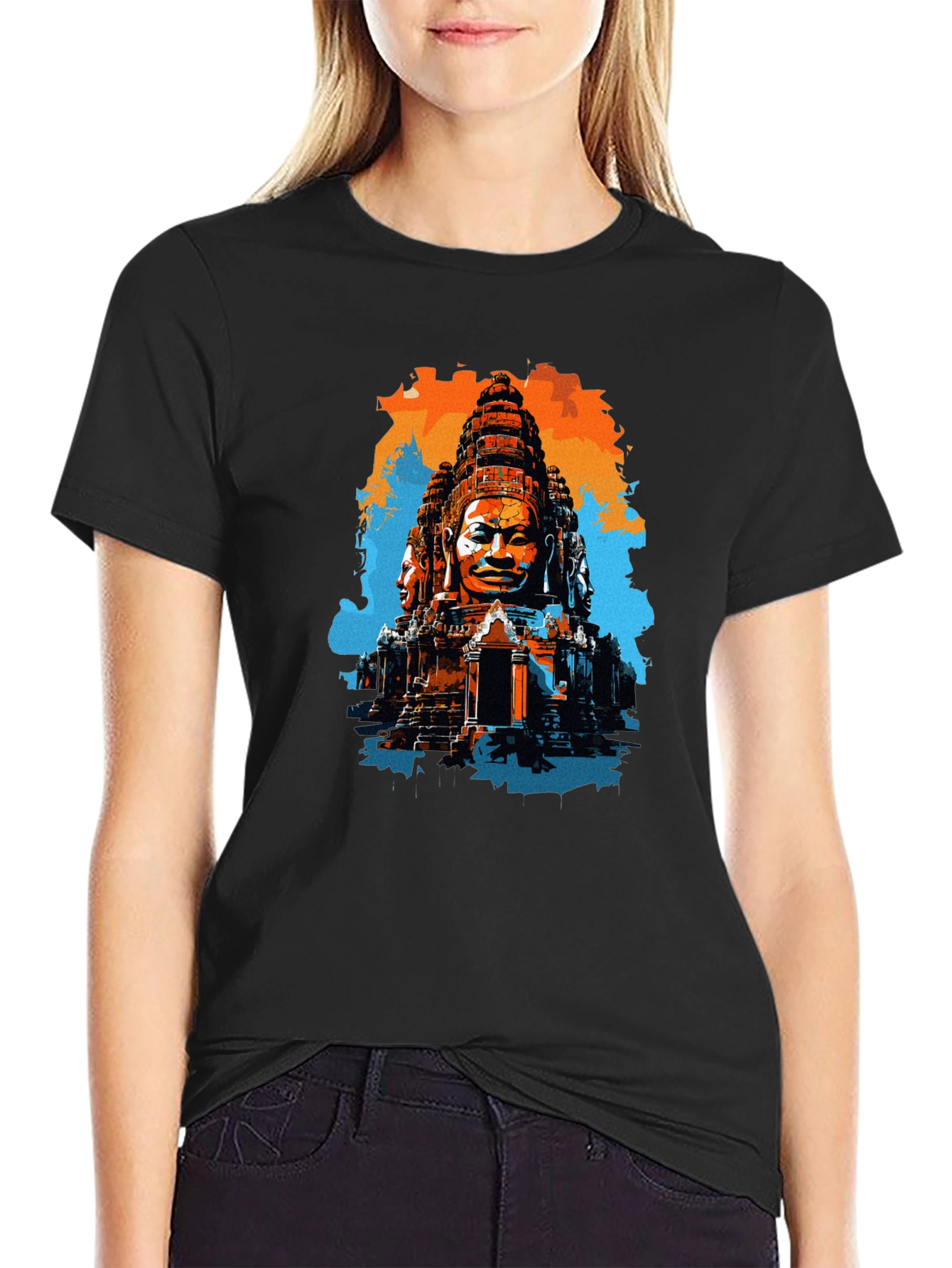 Bayon Temple T-Shirt Angkor Wat Cambodia Black
