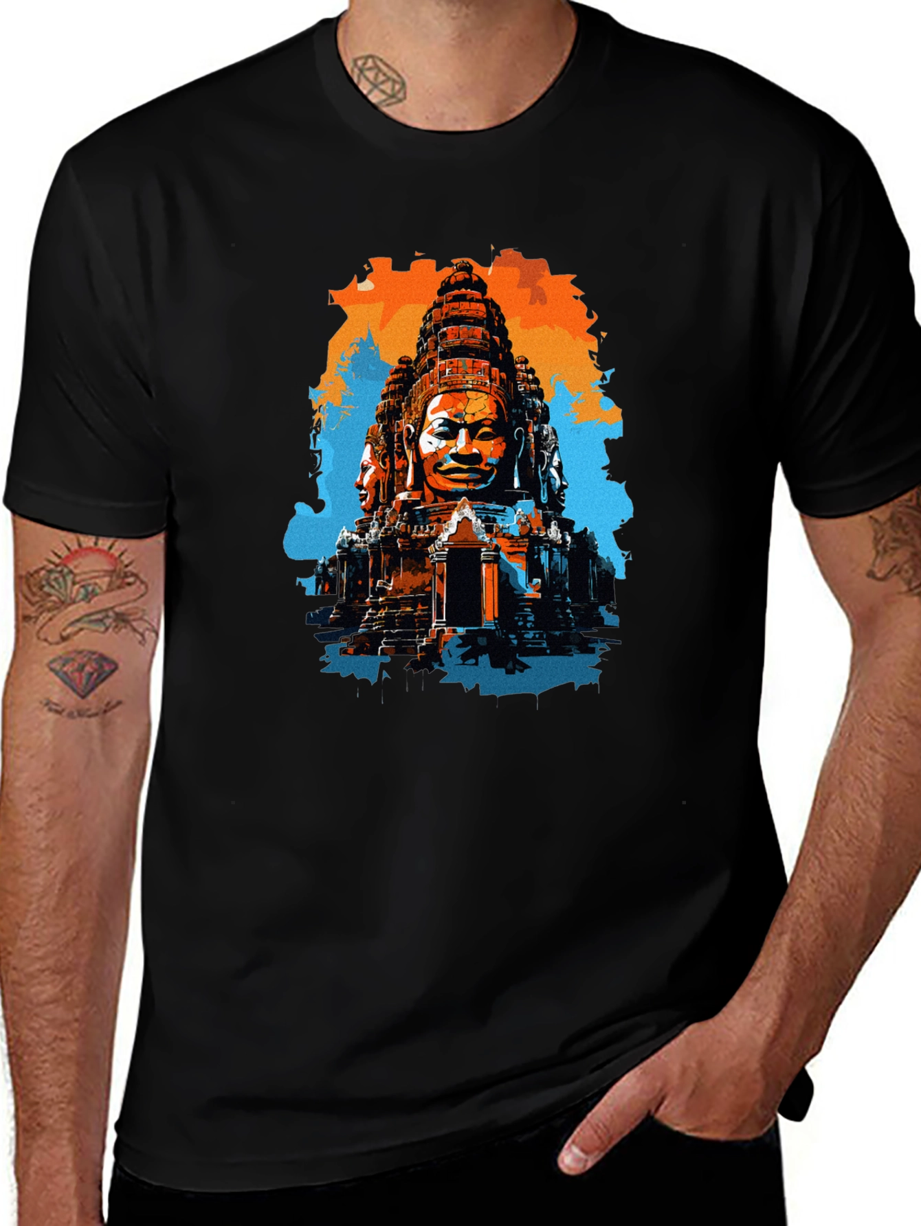 Bayon Temple T-Shirt Angkor Wat Cambodia Black