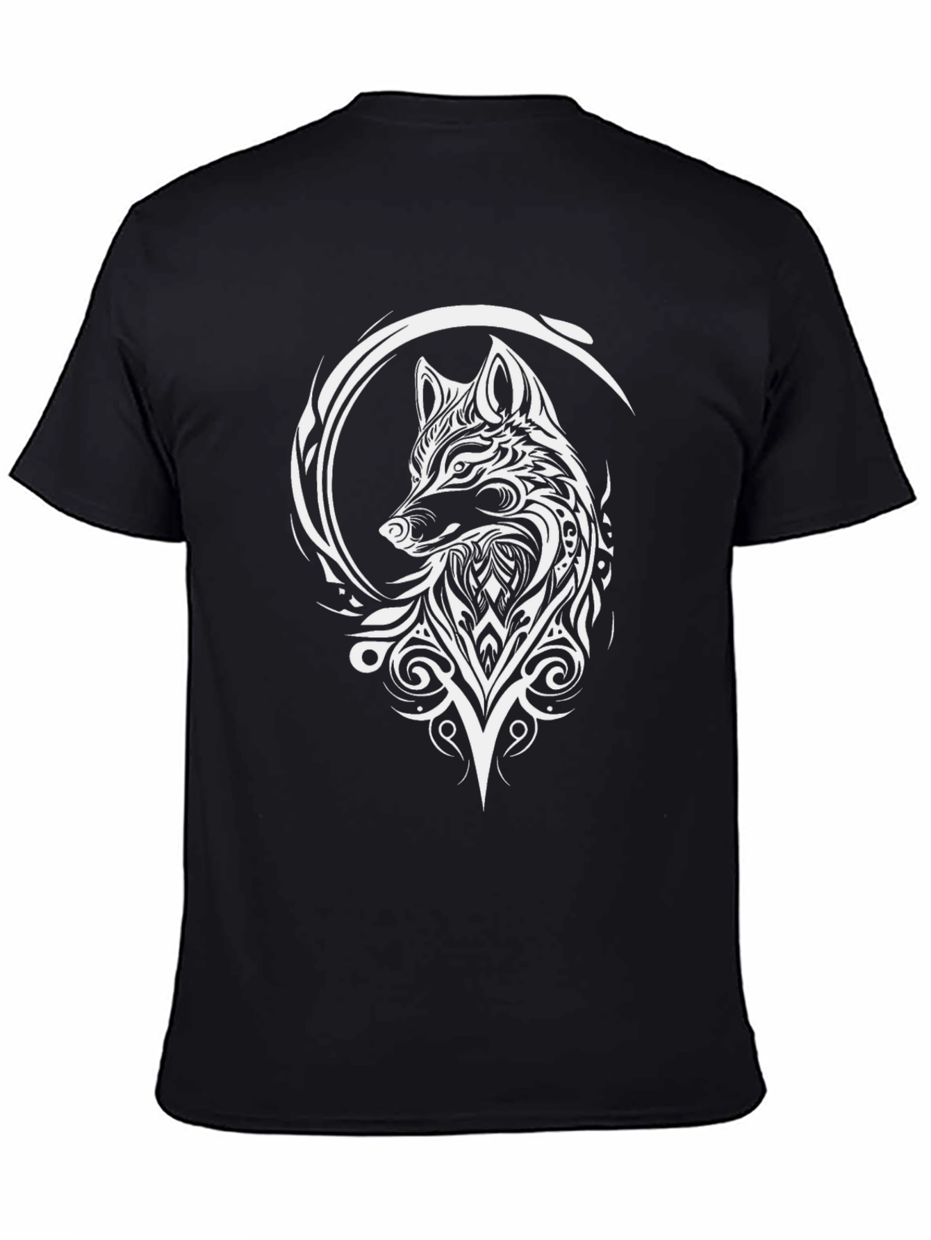 Wolf Tribal Art Black Tee