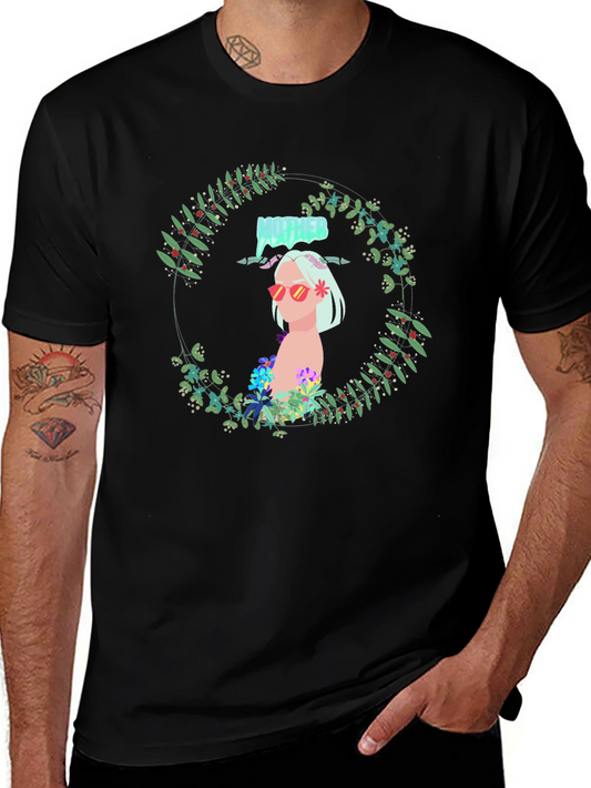 Floral Woman Black Tee