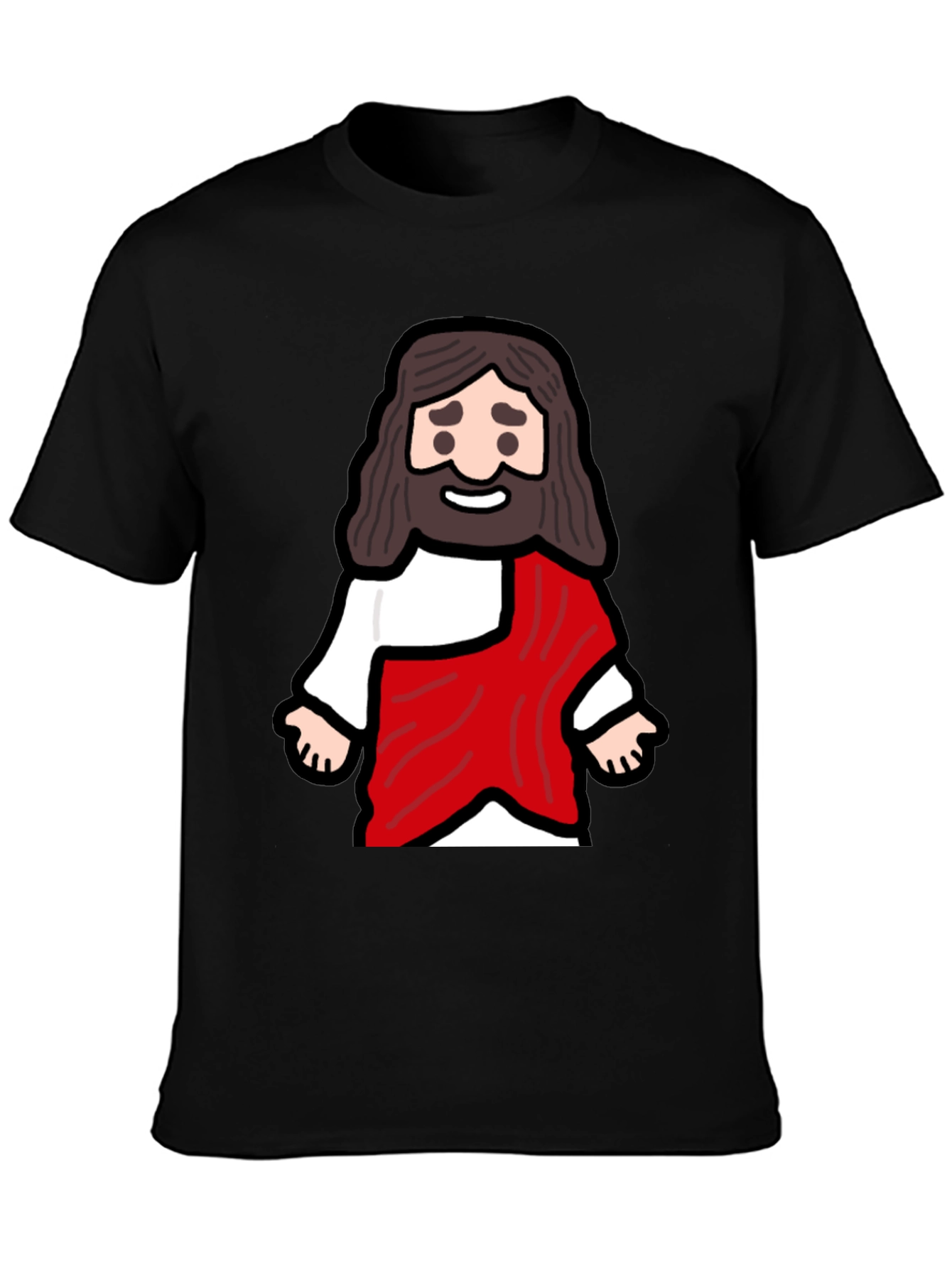Cartoon Jesus Graphic T-Shirt - Black