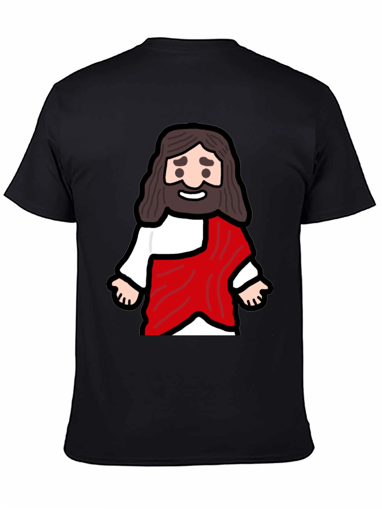 Cartoon Jesus Graphic T-Shirt - Black