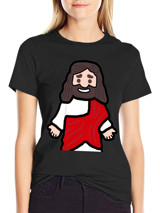 Cartoon Jesus Graphic T-Shirt - Black