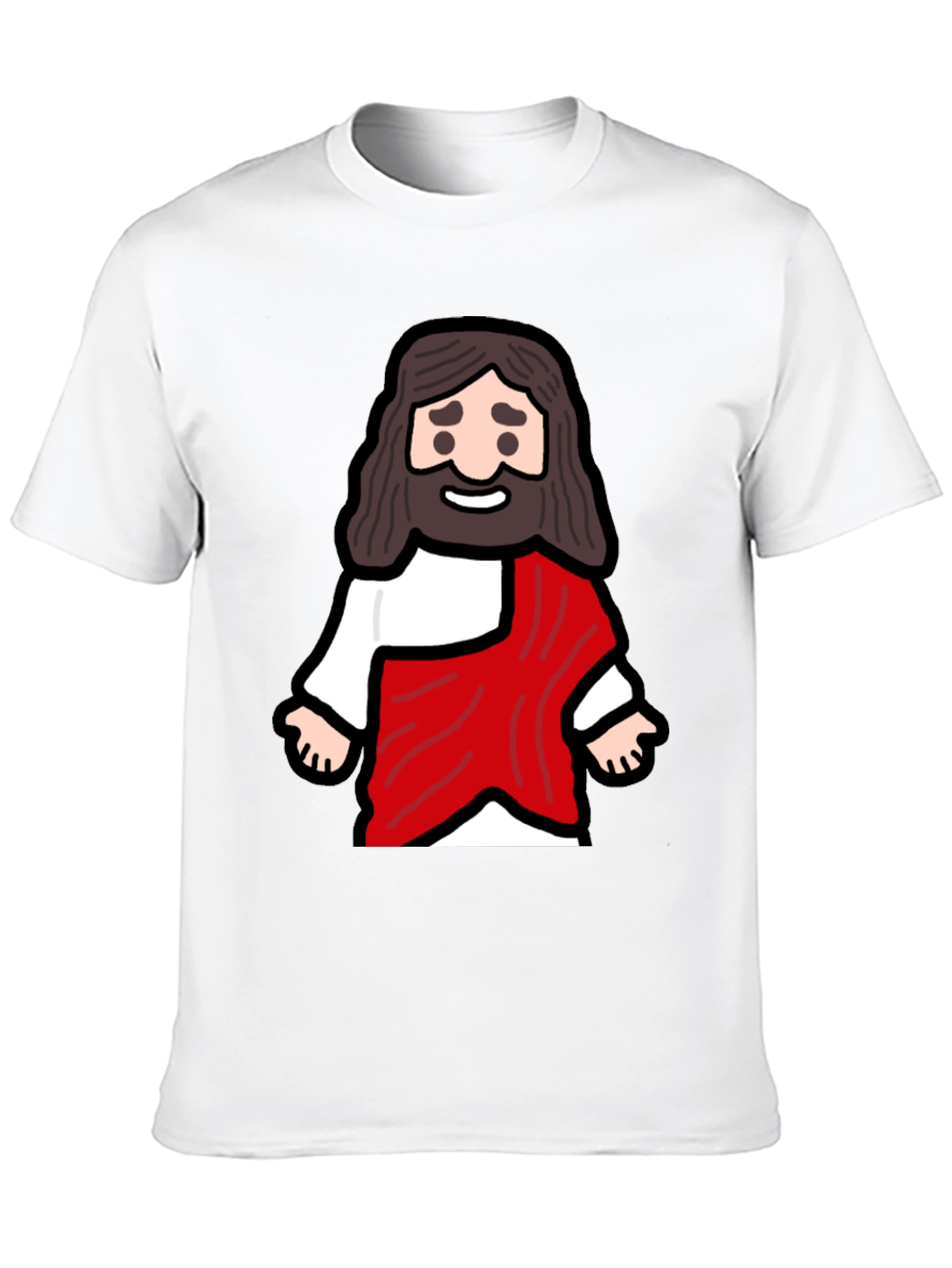 Cartoon Jesus Graphic T-Shirt - Black
