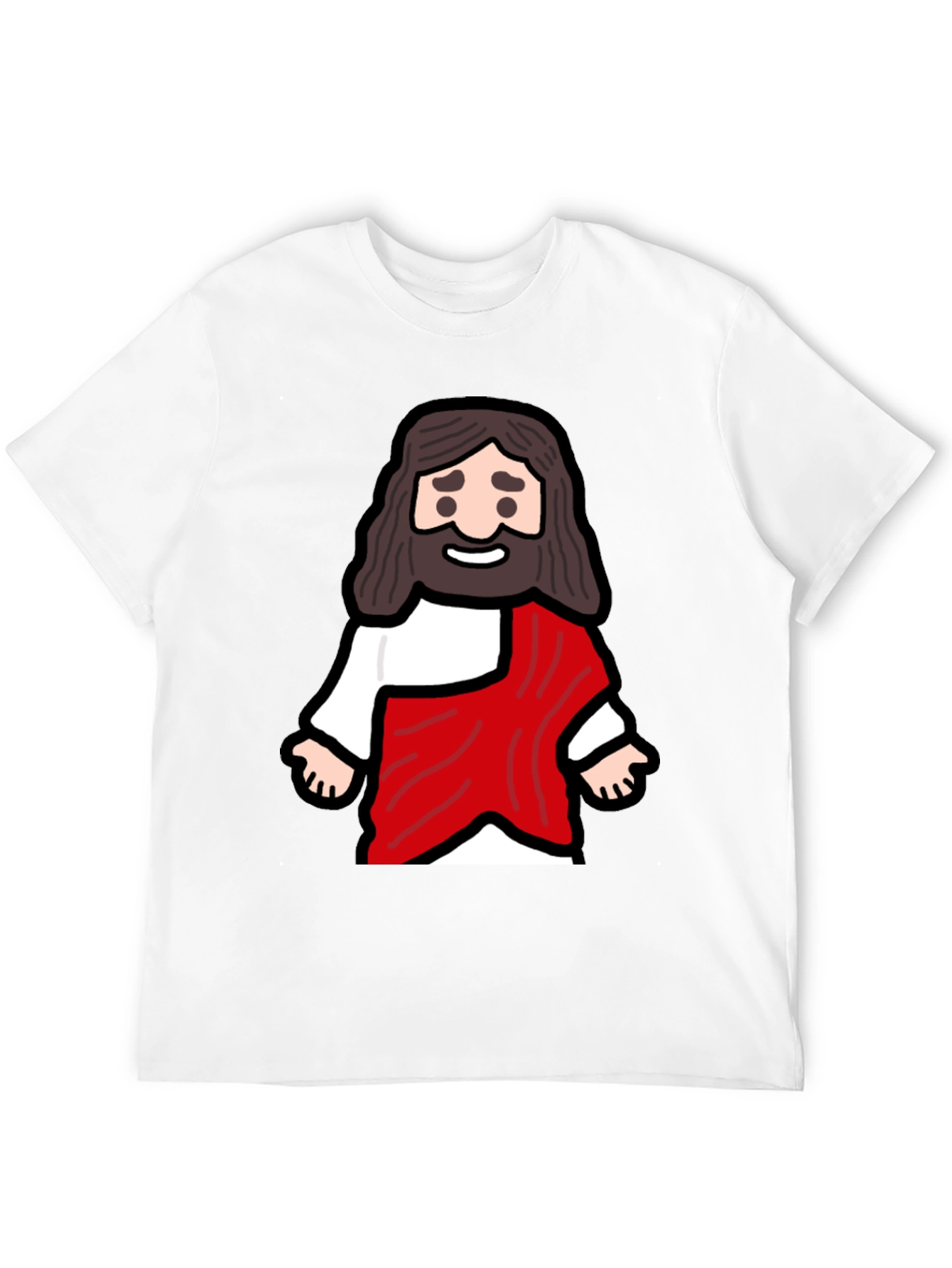 Cartoon Jesus Graphic T-Shirt - Black