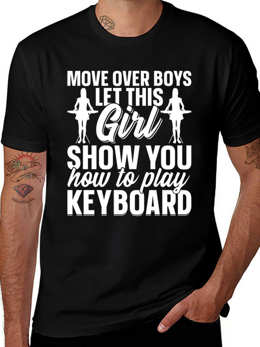Move Over Keyboard Girl Graphic Tee - Black