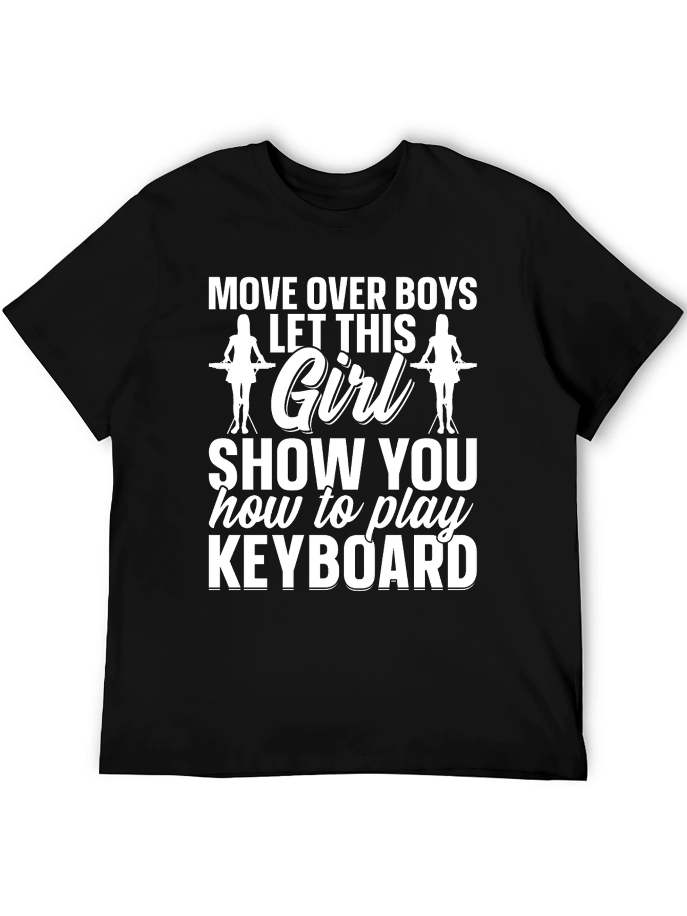 Move Over Keyboard Girl Graphic Tee - Black