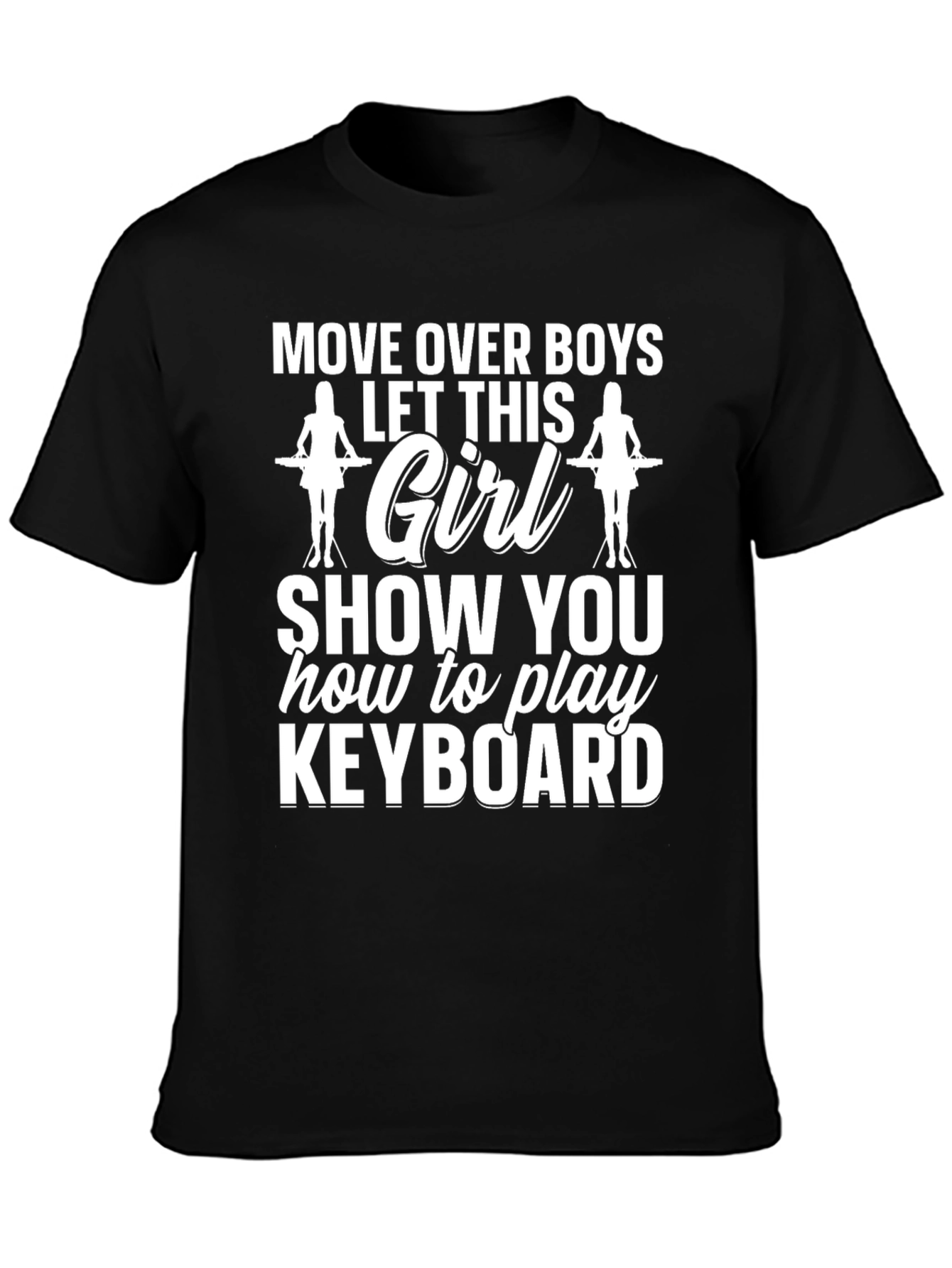Move Over Keyboard Girl Graphic Tee - Black