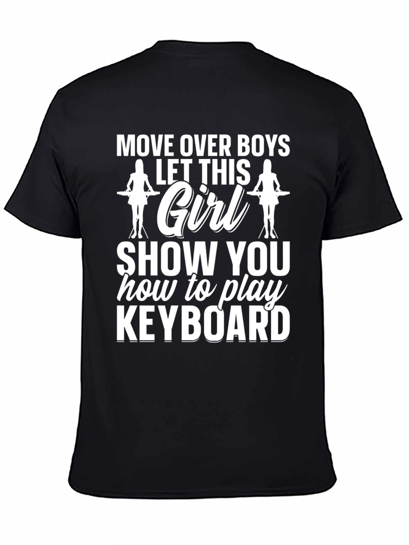 Move Over Keyboard Girl Graphic Tee - Black