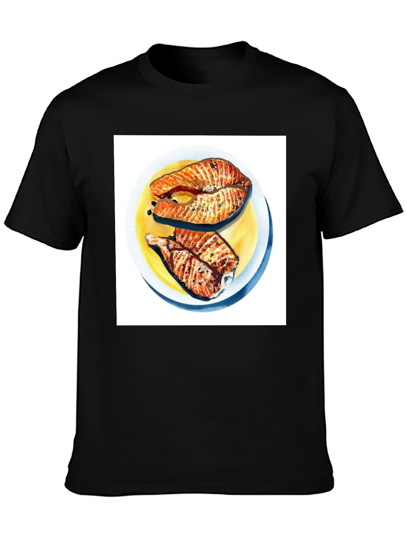 Salmon Meal Graphic T-Shirt - Black