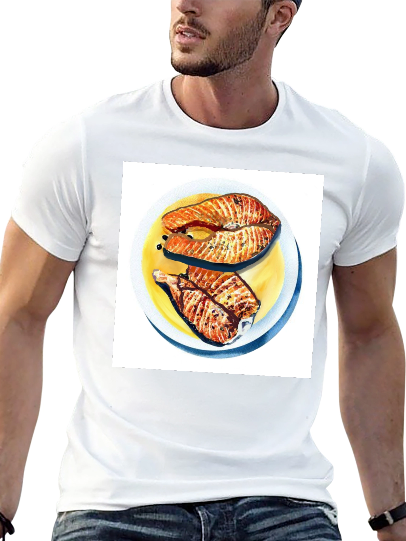 Salmon Meal Graphic T-Shirt - Black
