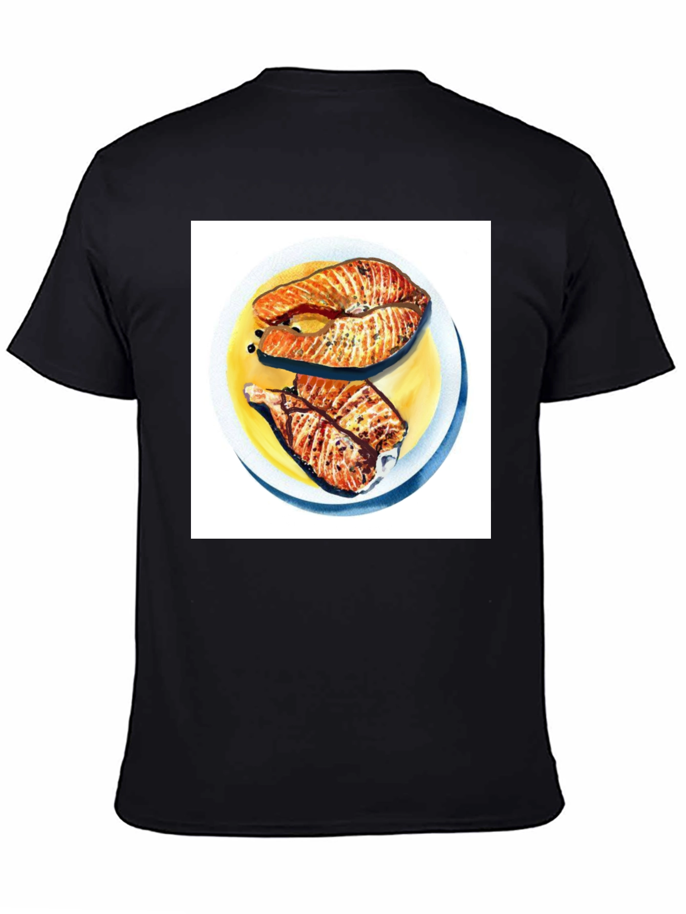 Salmon Meal Graphic T-Shirt - Black