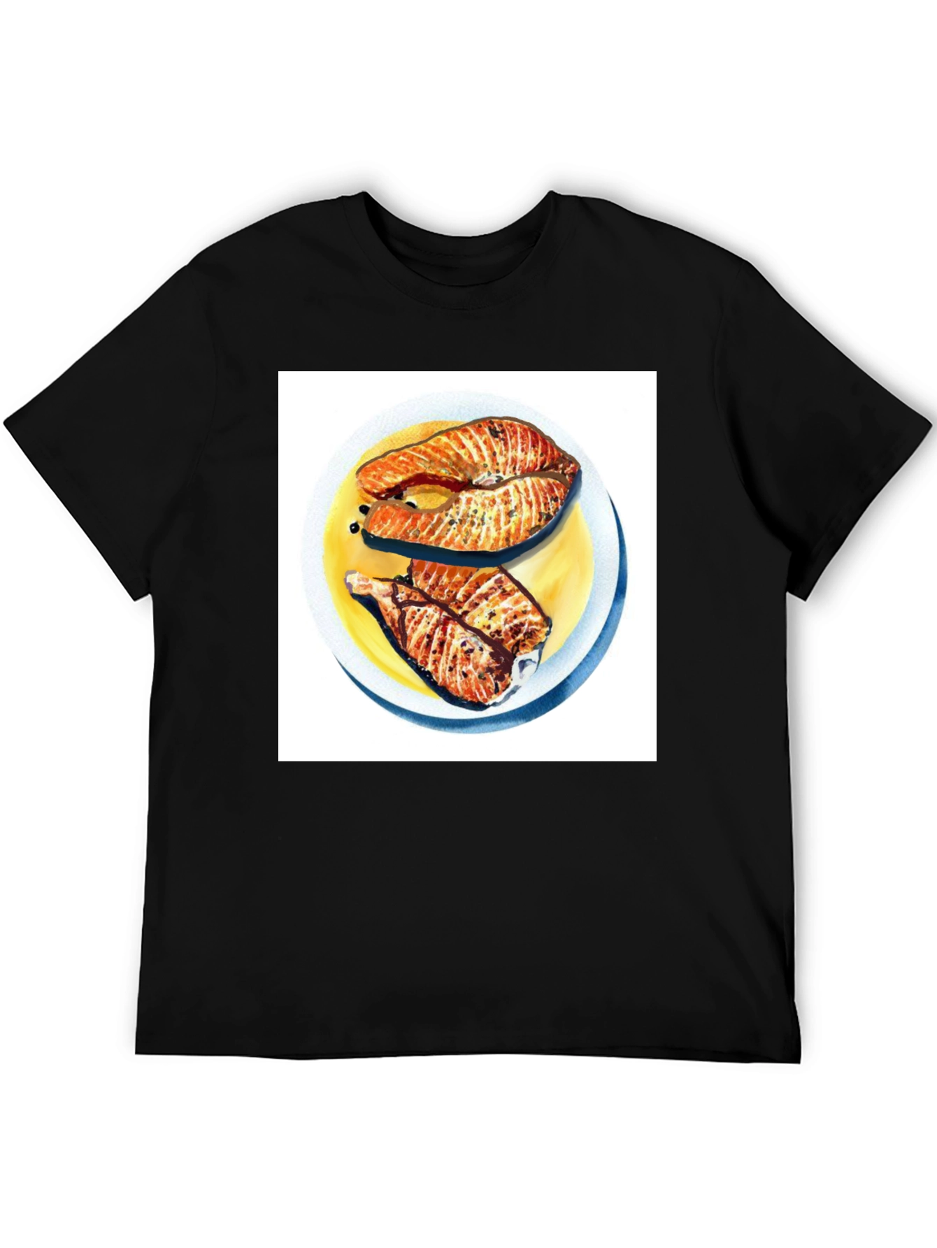 Salmon Meal Graphic T-Shirt - Black