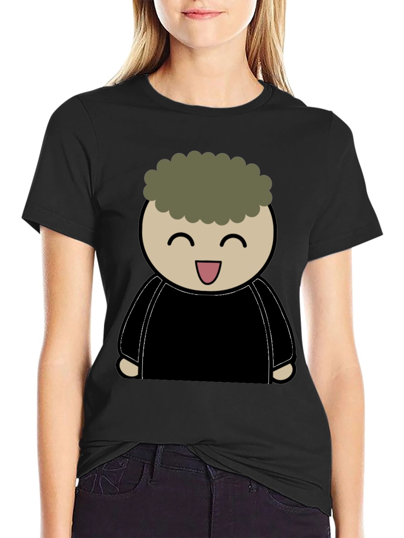 Cartoon Character Graphic Print Black T-Shirt
