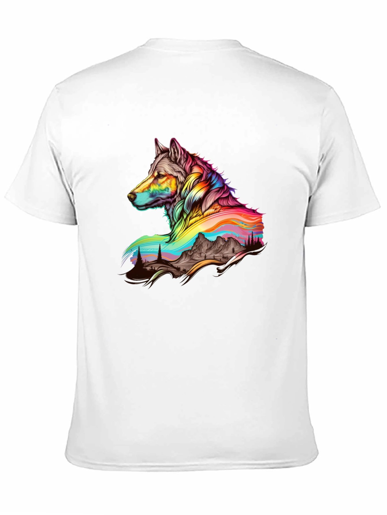 Vibrant Wolf Graphic Tee - Unique Mens Black T-Shirt