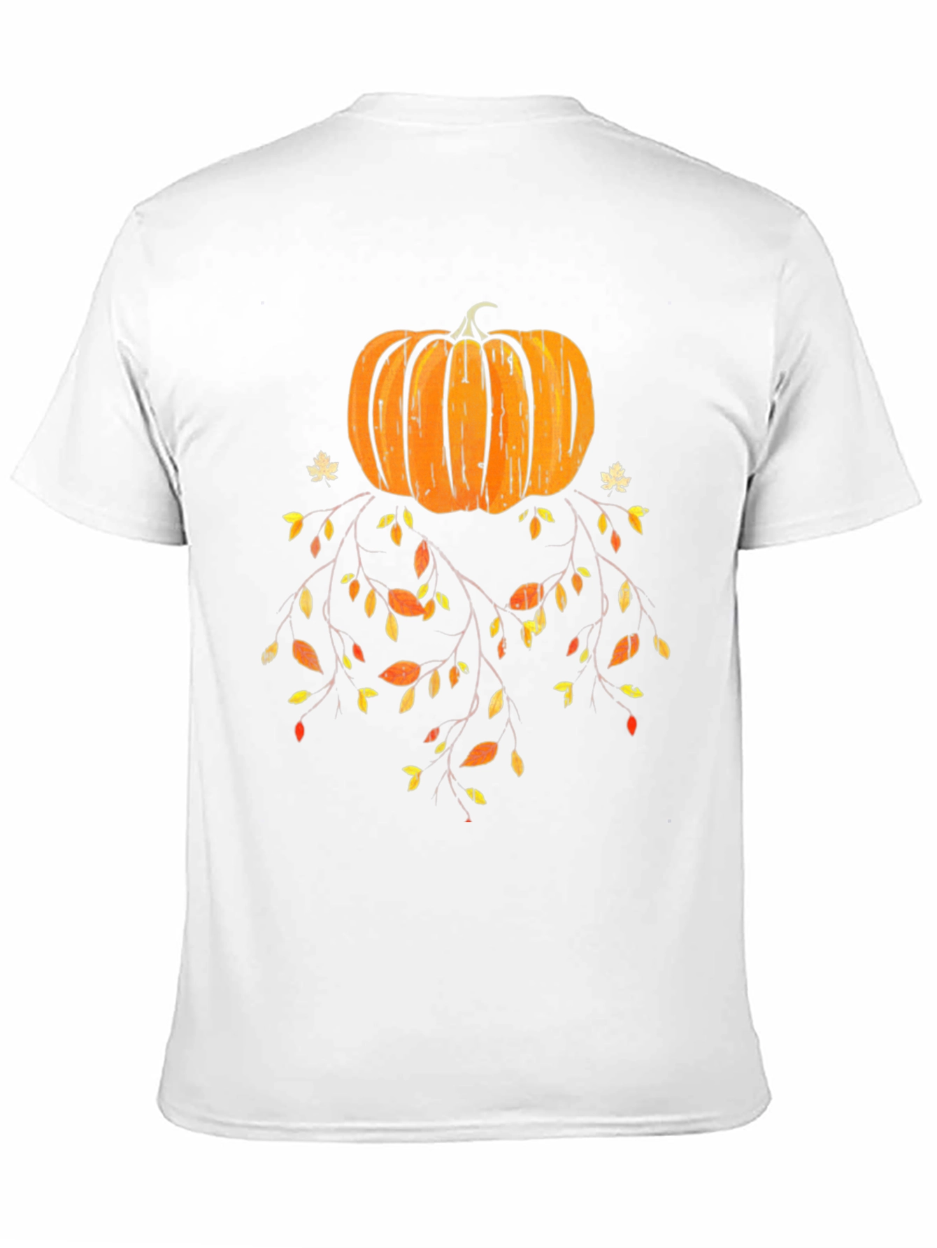 Pumpkin Fall Leaves Graphic Tee - Black