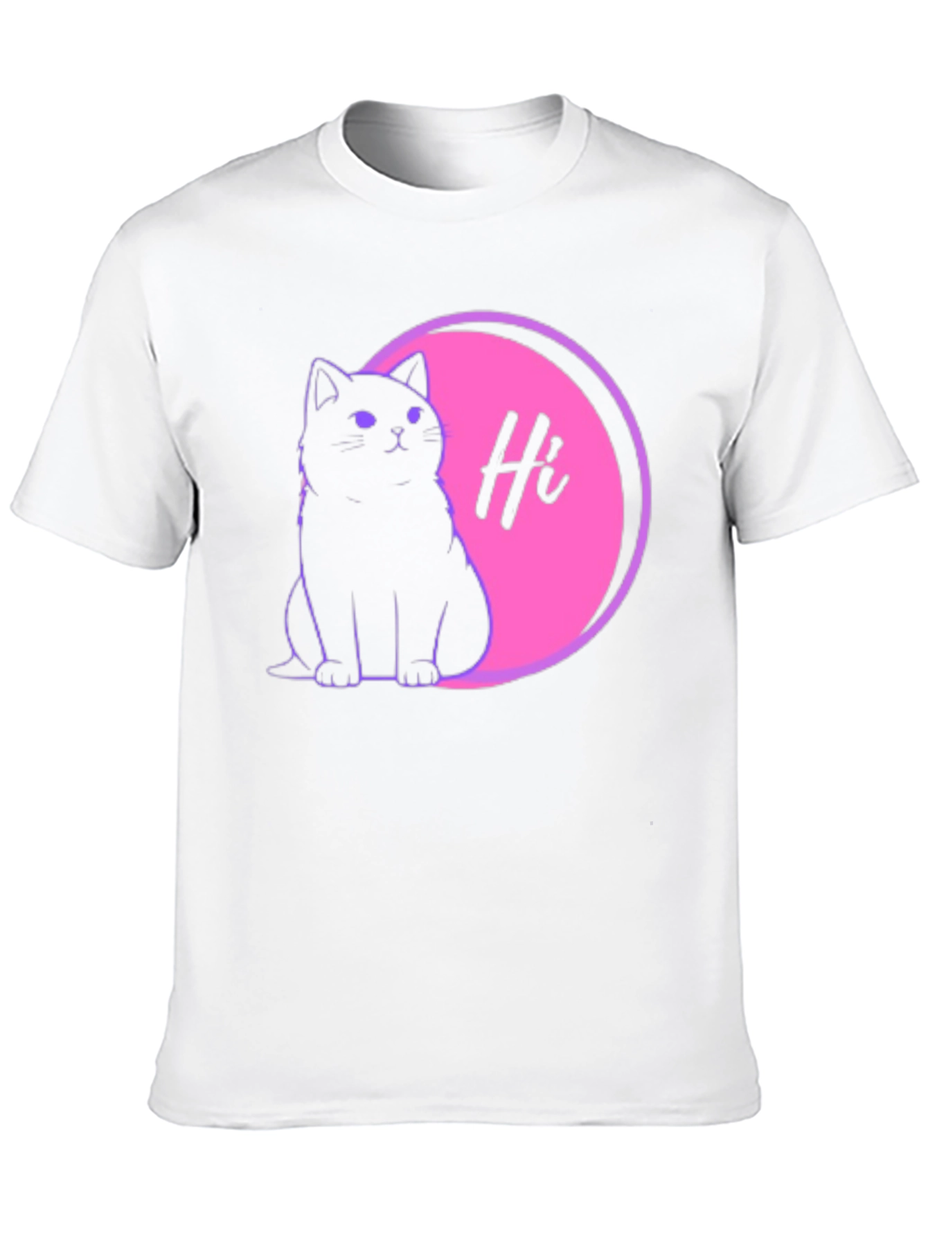 Cute Cat Hi Graphic Black T-Shirt