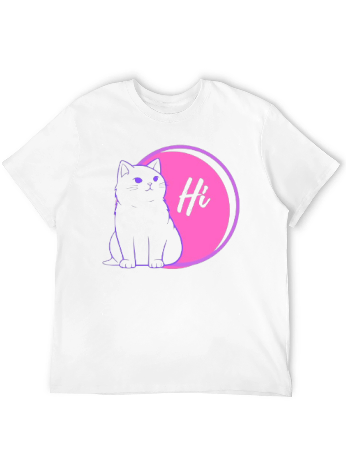Cute Cat Hi Graphic Black T-Shirt