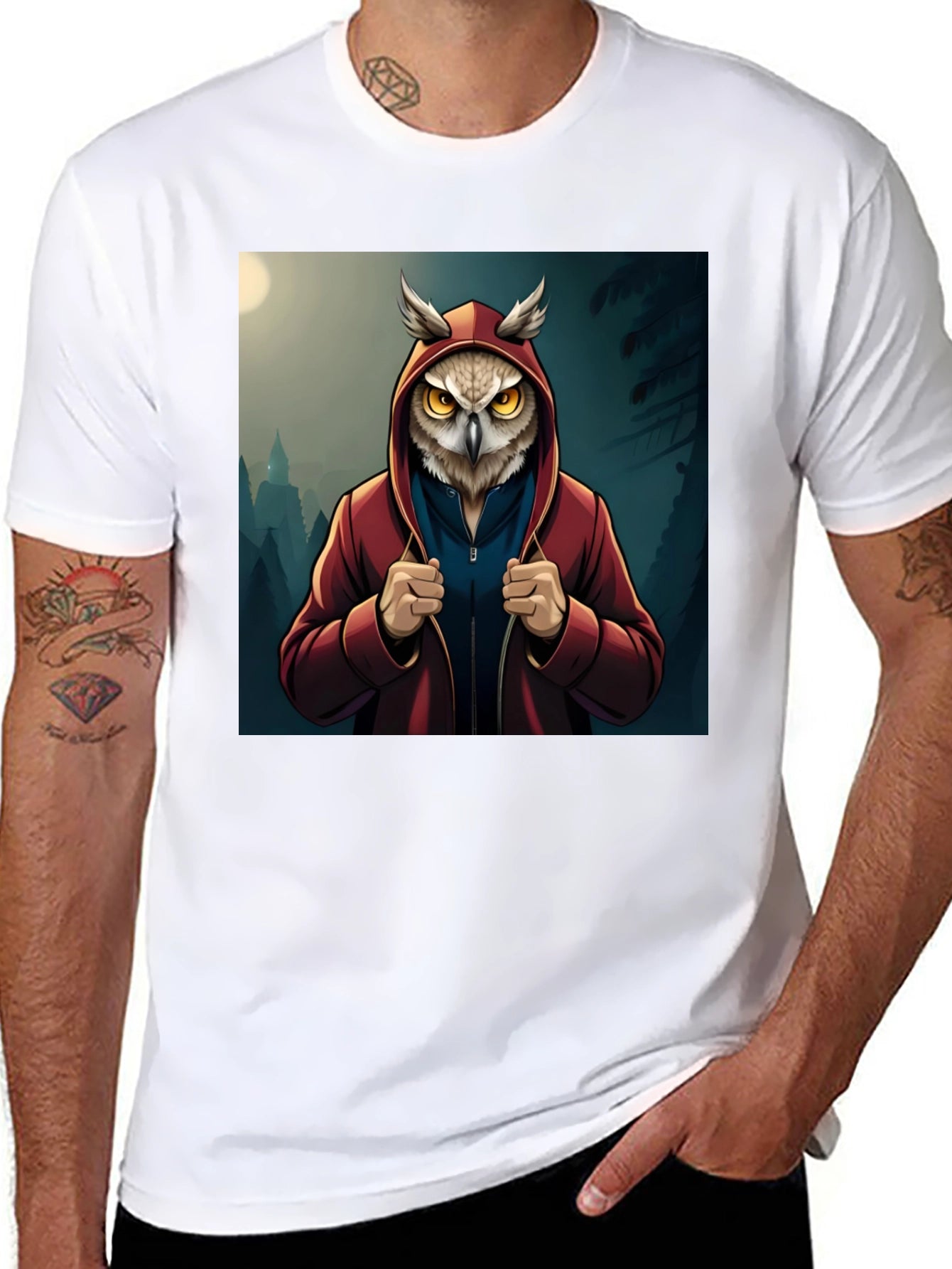 Owl Hoodie Graphic T-Shirt