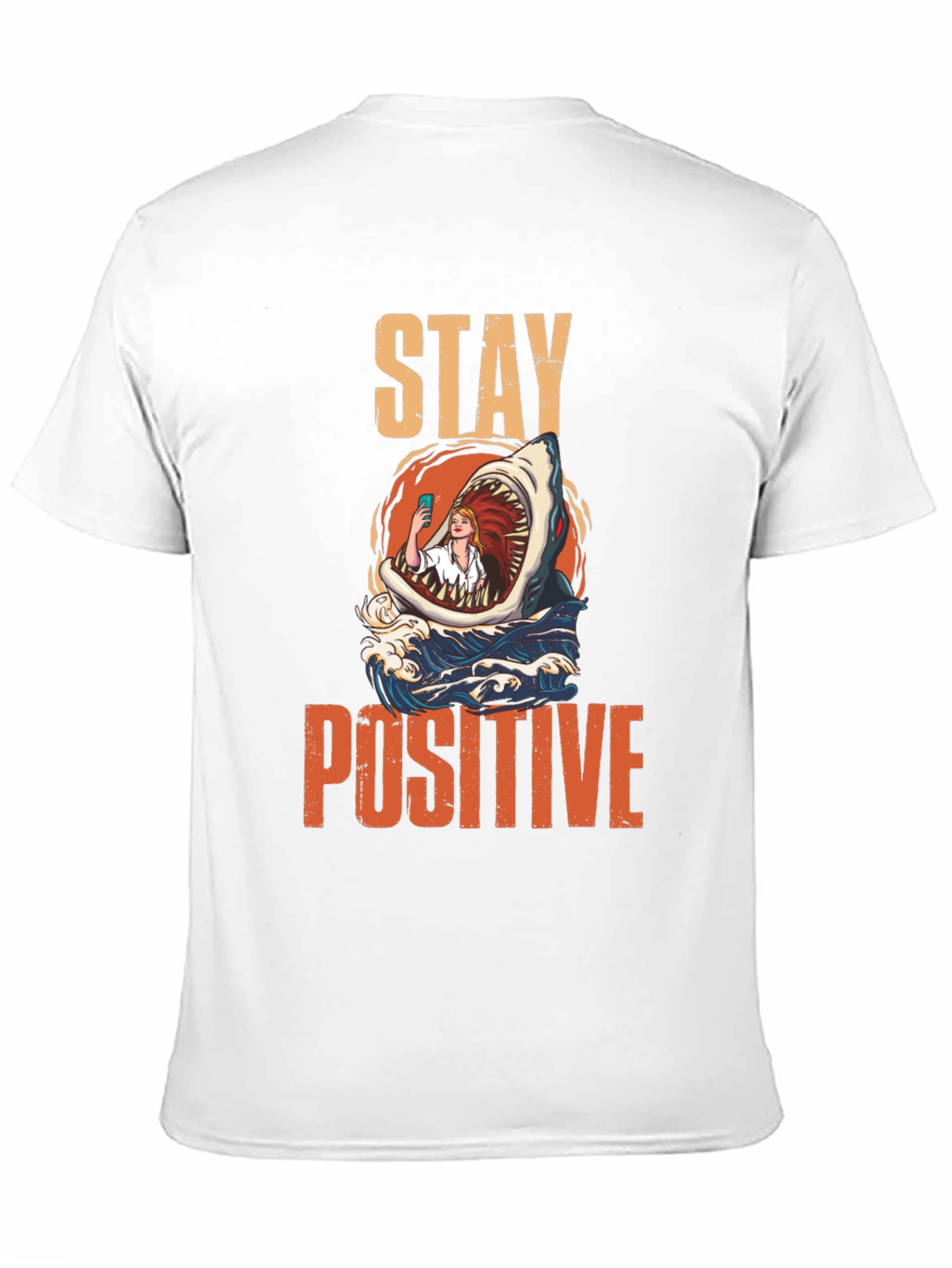 Stay Positive Shark Selfie Graphic Tee
