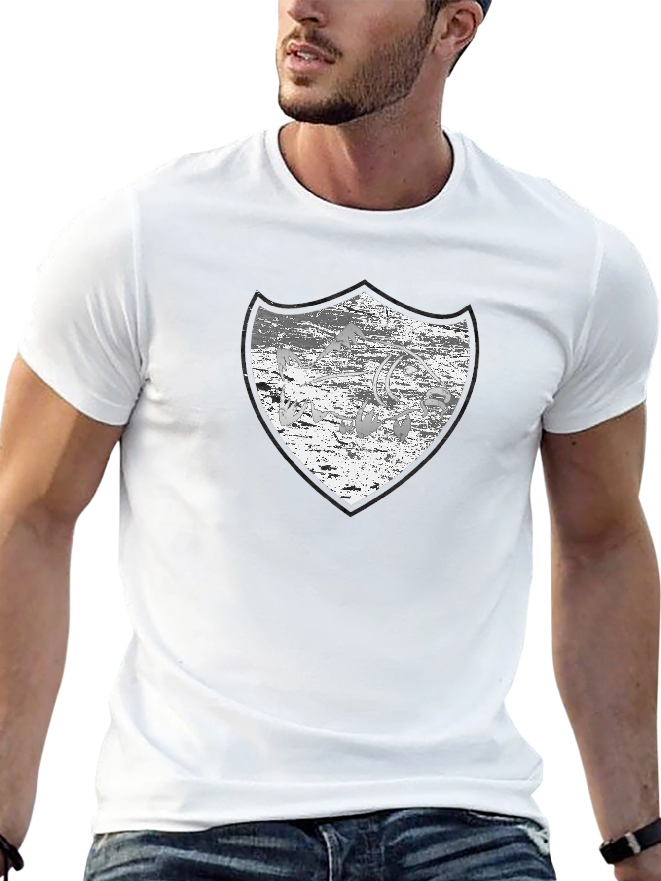 Distressed Shield Graphic Black T-Shirt