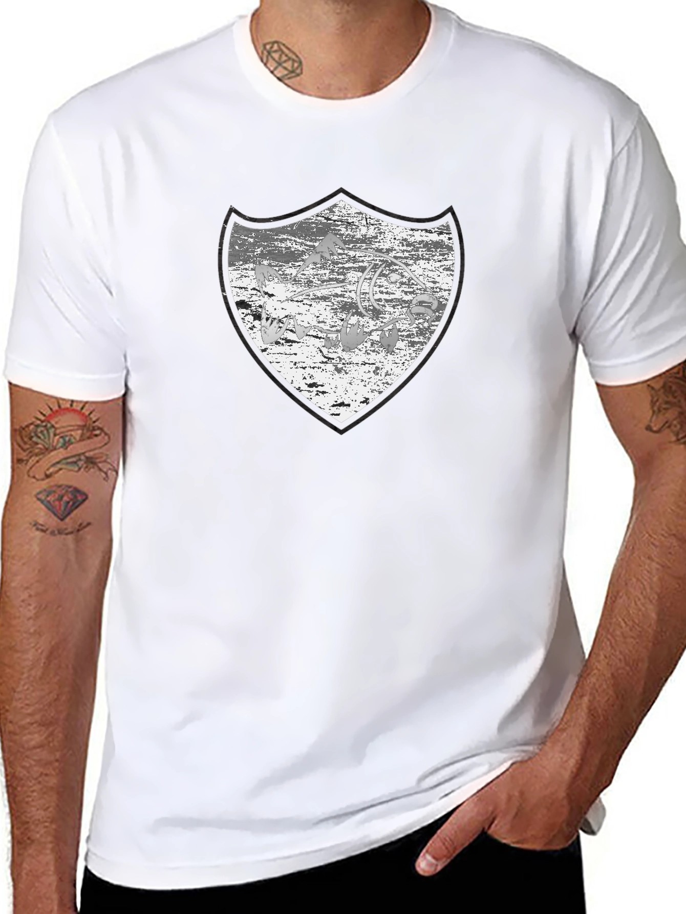 Distressed Shield Graphic Black T-Shirt