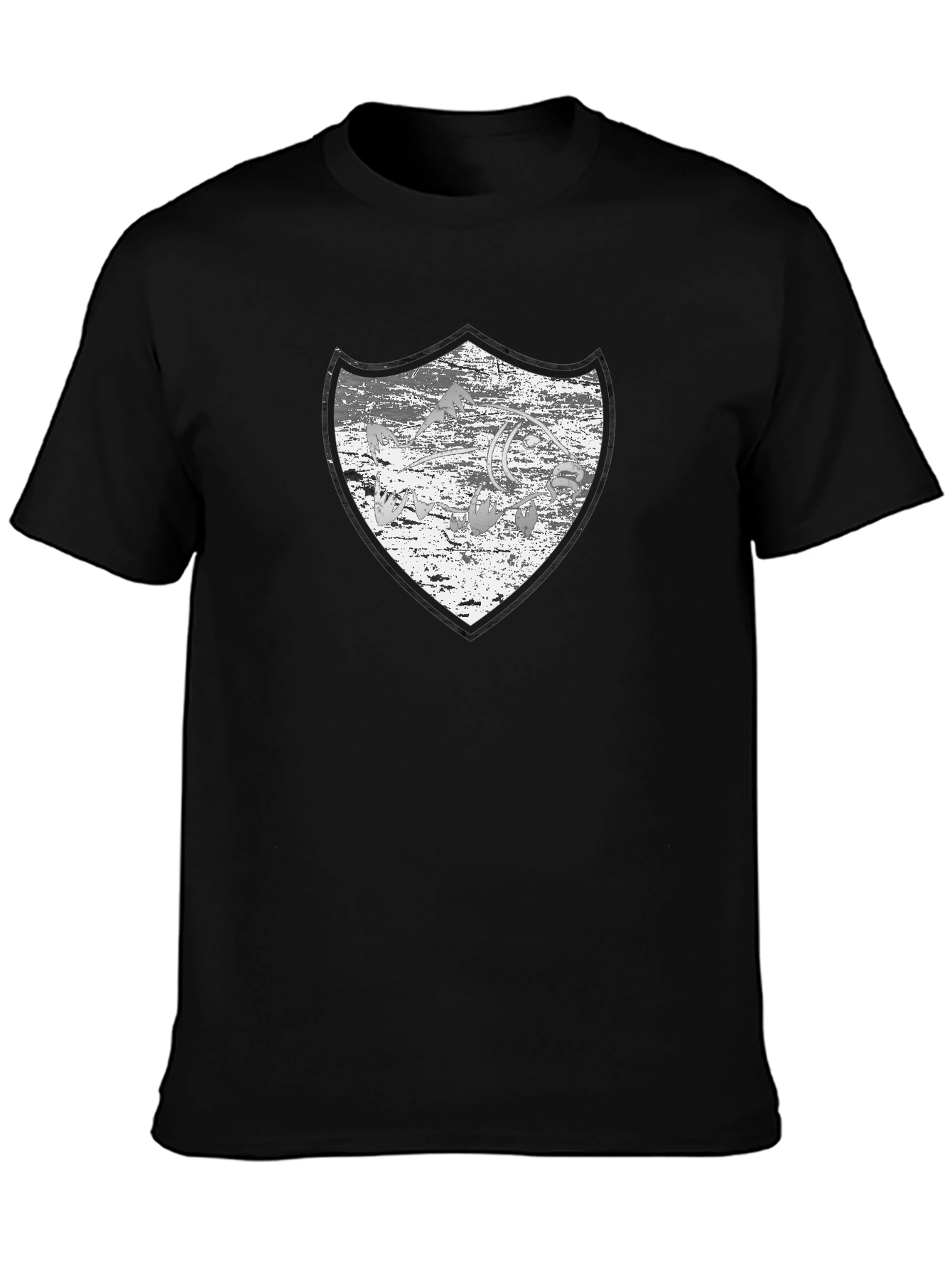Distressed Shield Graphic Black T-Shirt