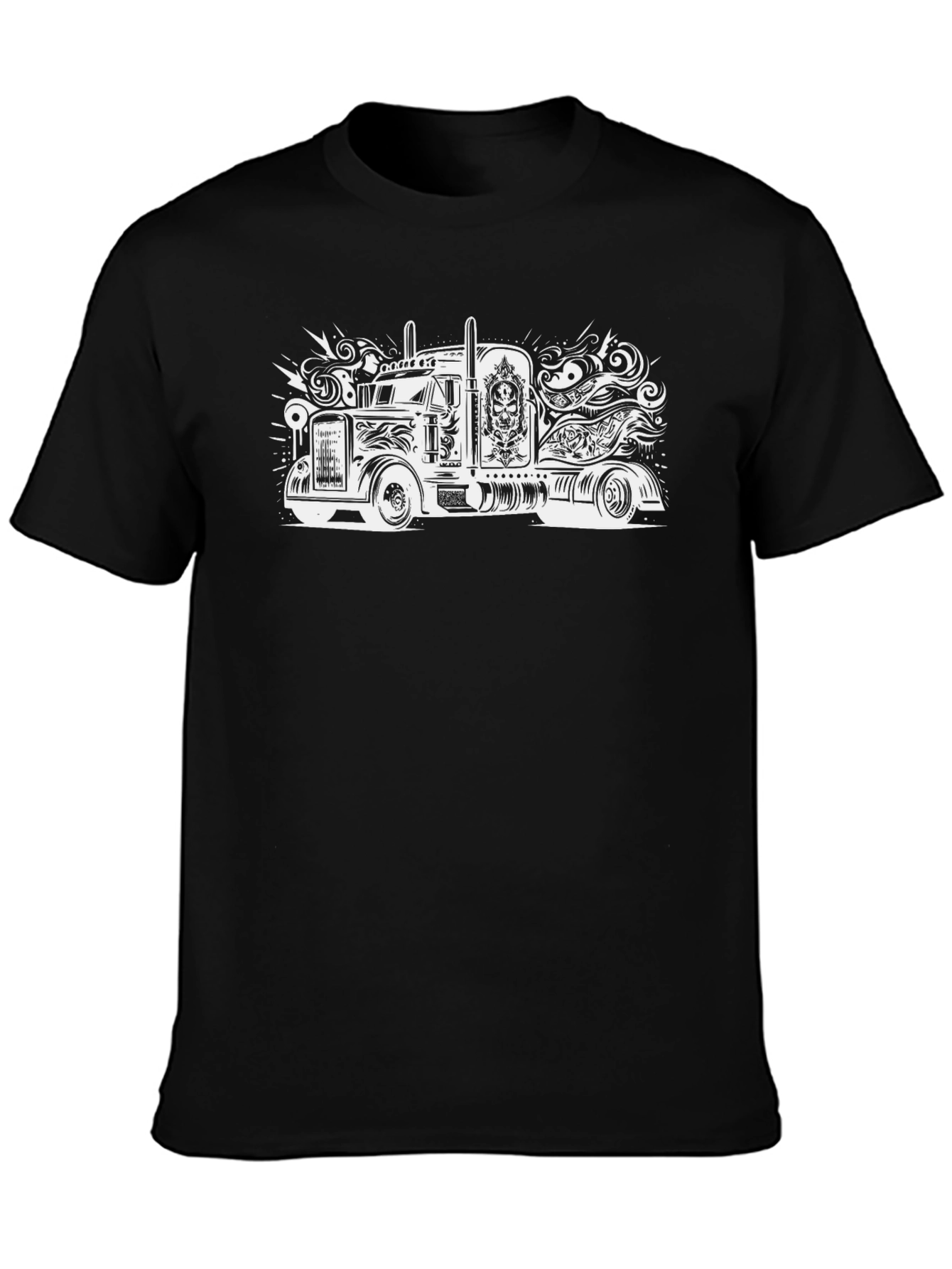 Truck Art Graphic Tee - Black Cotton Blend