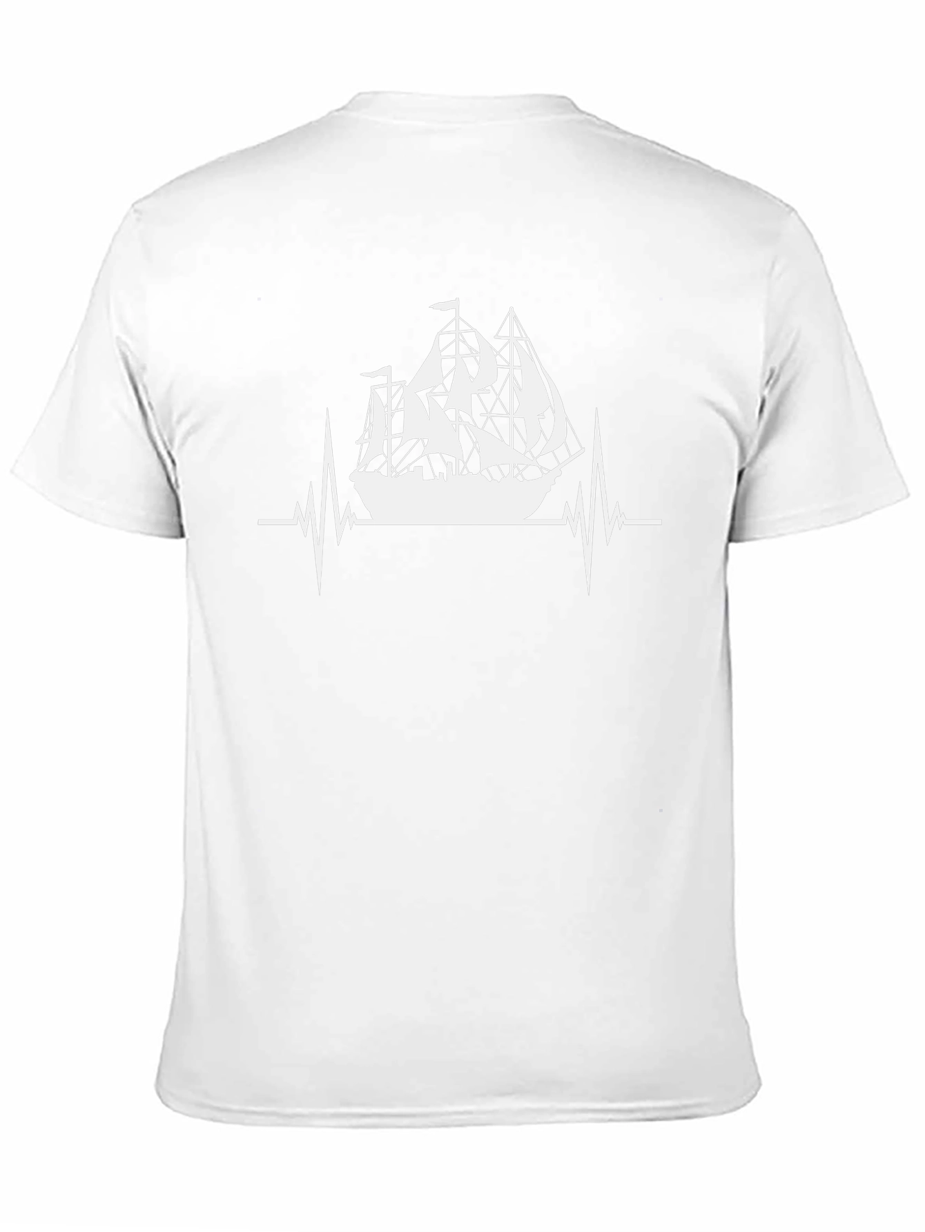 Nautical Heartbeat T-Shirt - Black Sailing Ship Tee