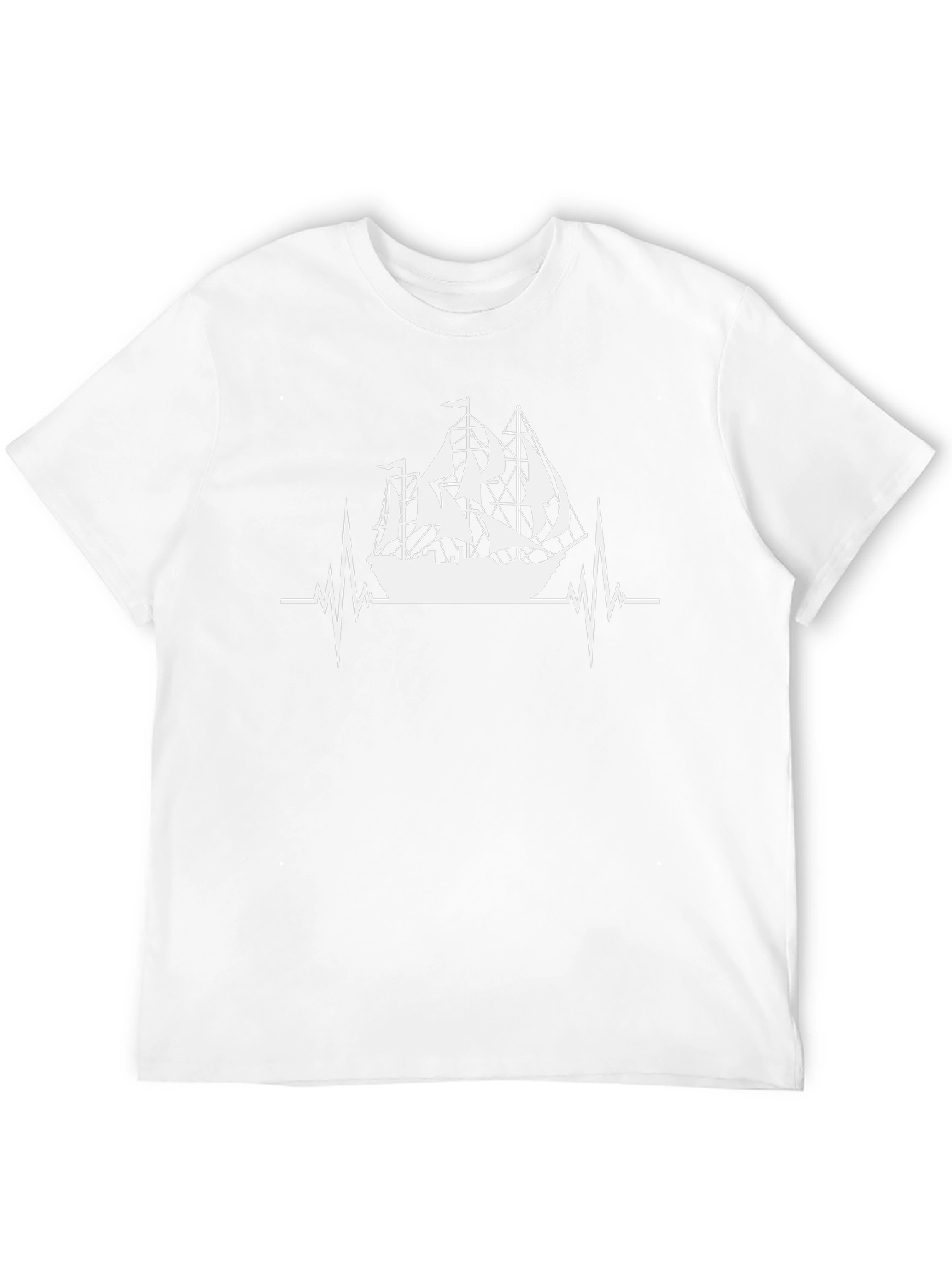 Nautical Heartbeat T-Shirt - Black Sailing Ship Tee