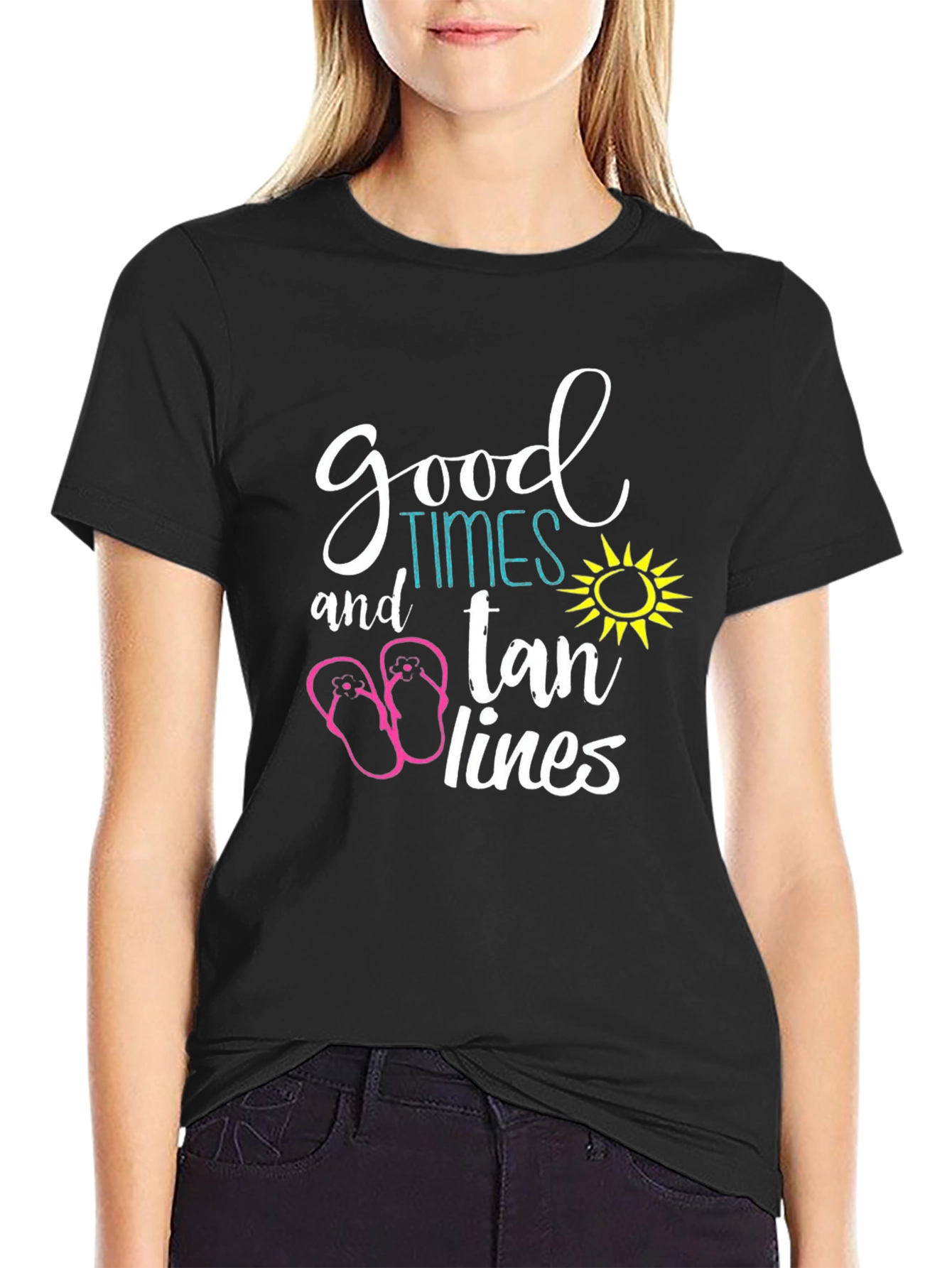 Good Times & Tan Lines Black Graphic Tee
