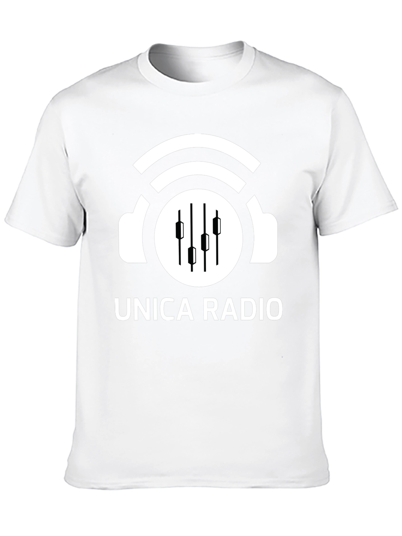 Unica Radio Black T-Shirt with Headphones Logo