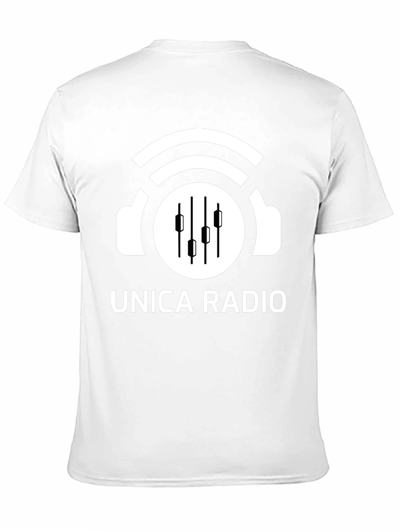 Unica Radio Black T-Shirt with Headphones Logo
