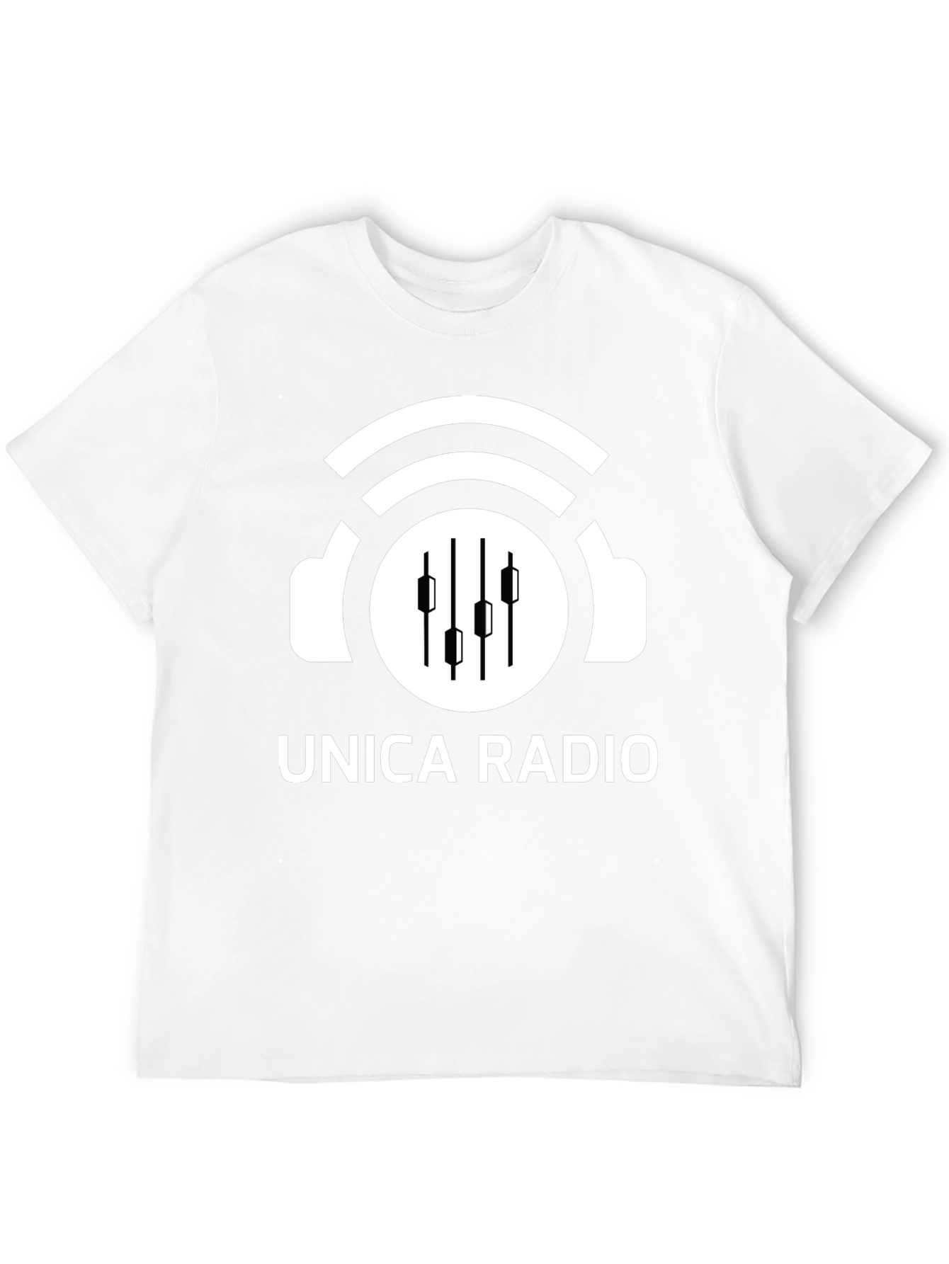 Unica Radio Black T-Shirt with Headphones Logo