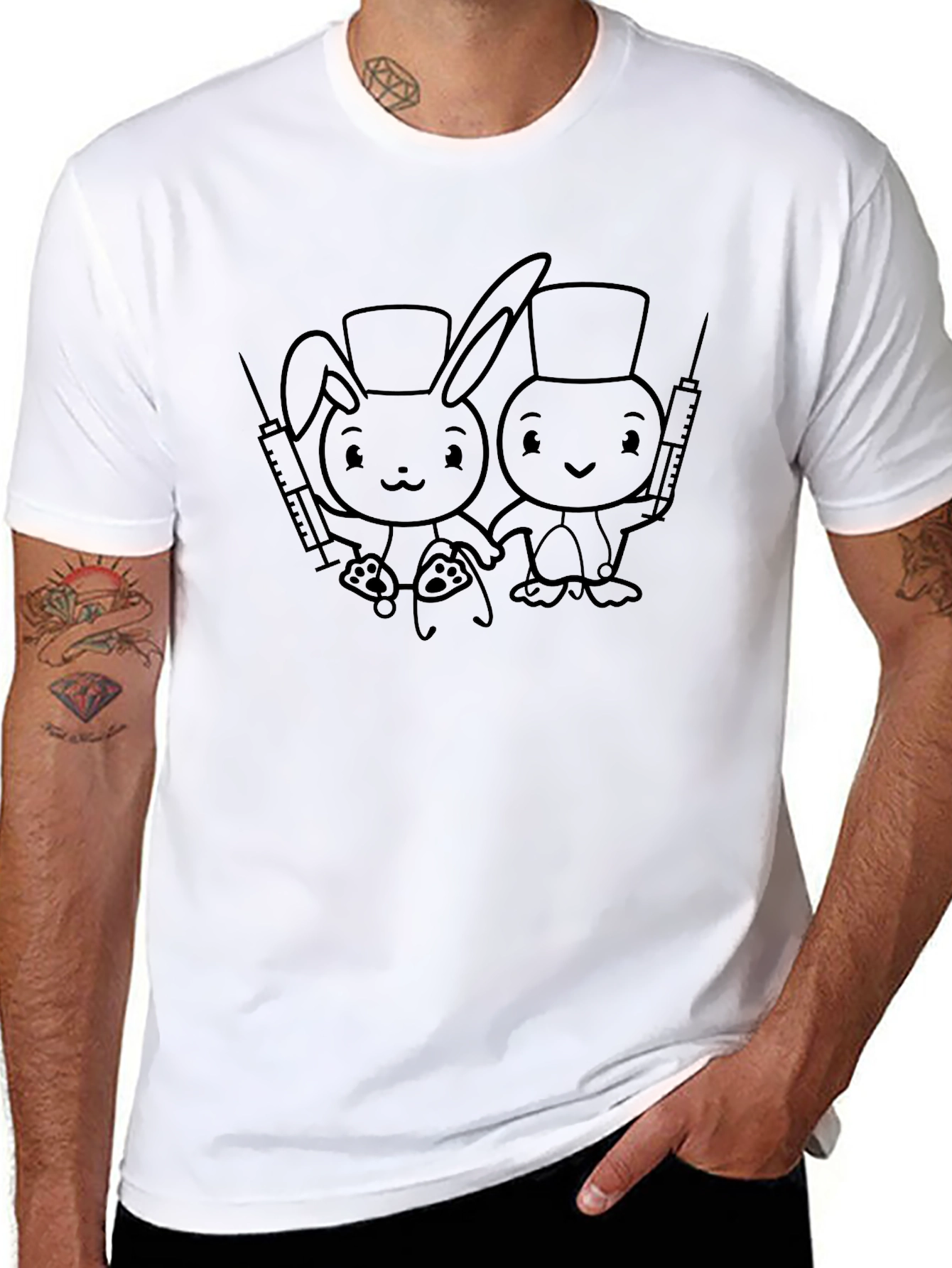 Quirky Nurse Animal Cartoon T-Shirt