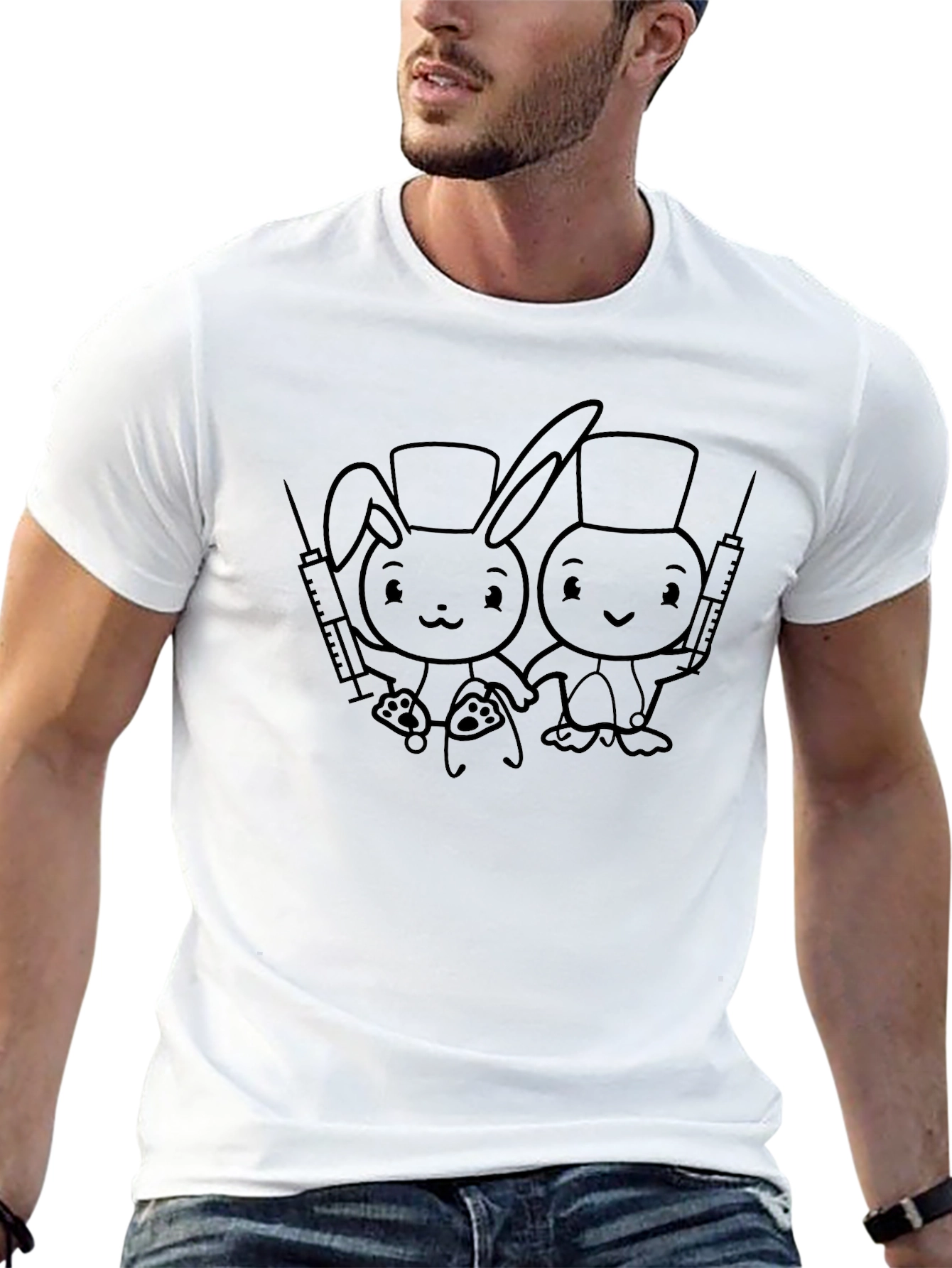 Quirky Nurse Animal Cartoon T-Shirt