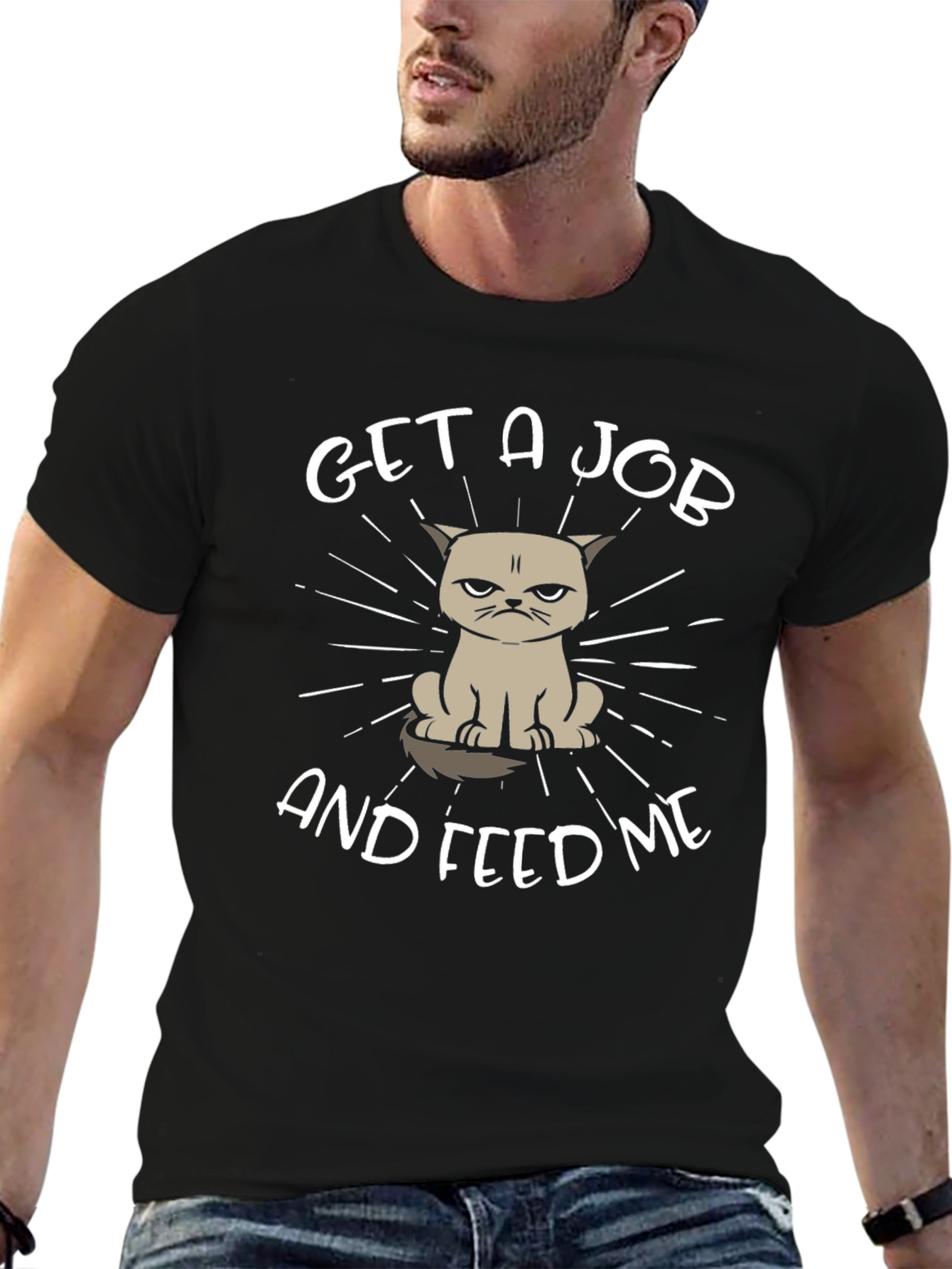 Grumpy Cat Get a Job Black T-Shirt