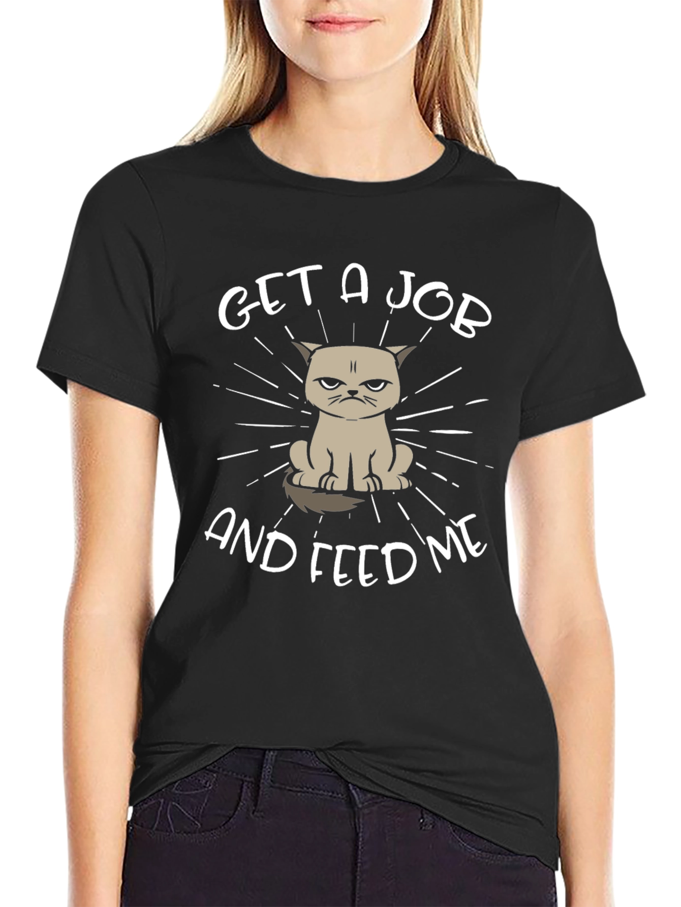 Grumpy Cat Get a Job Black T-Shirt