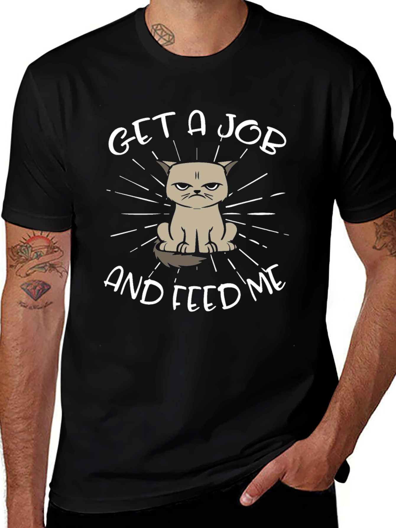 Grumpy Cat Get a Job Black T-Shirt