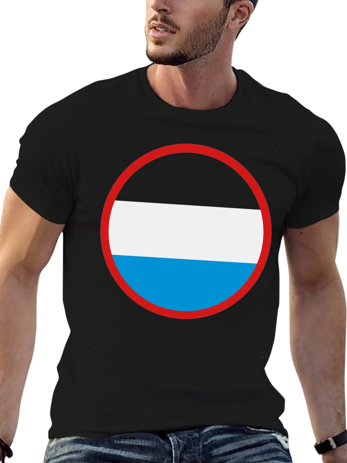 Graphic Circle T-Shirt - Black White & Blue